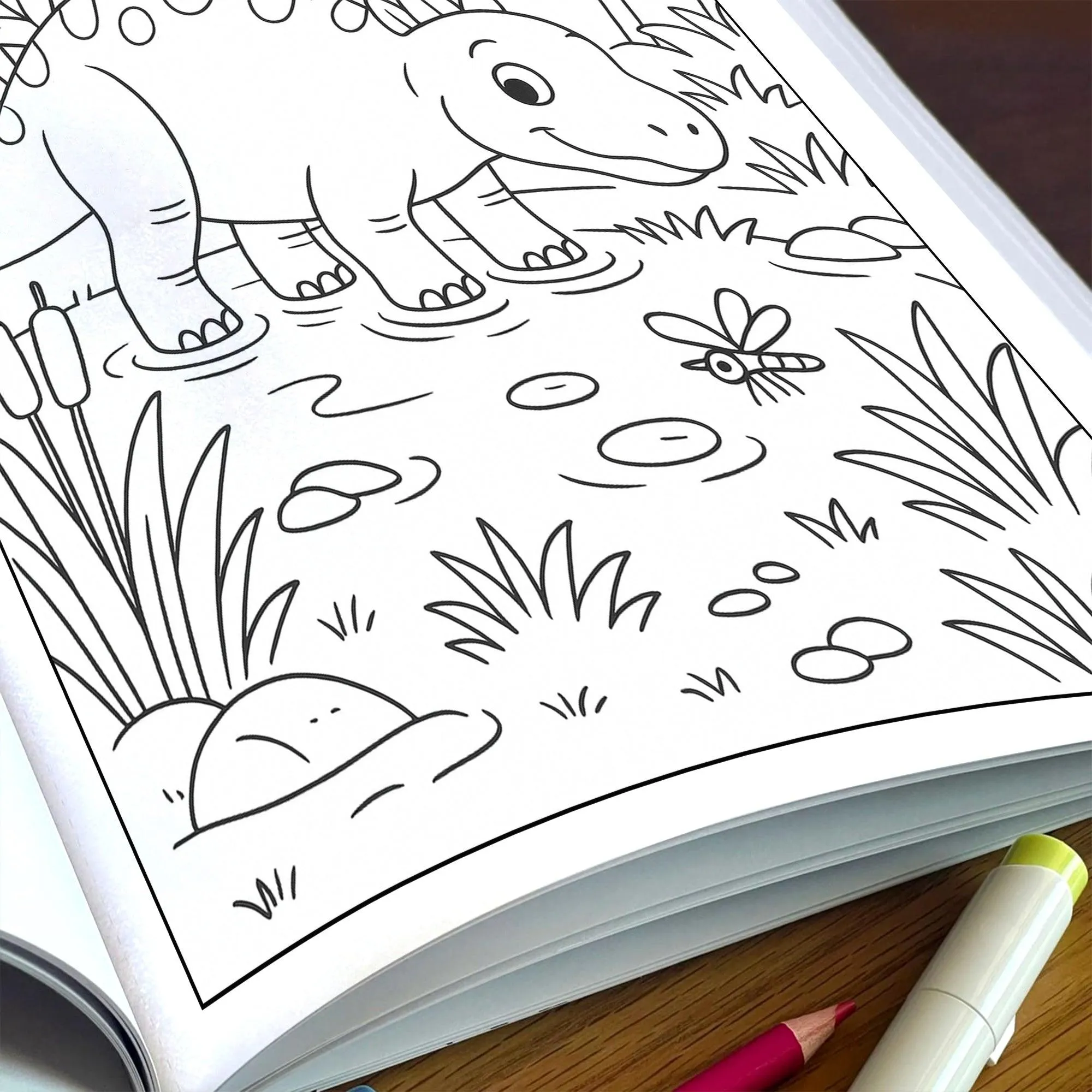 Gentle Dinosaurs in Nature Coloring Pages – 48 Pages – Cute, Calm, Jungle Adventures – For Children - image 7