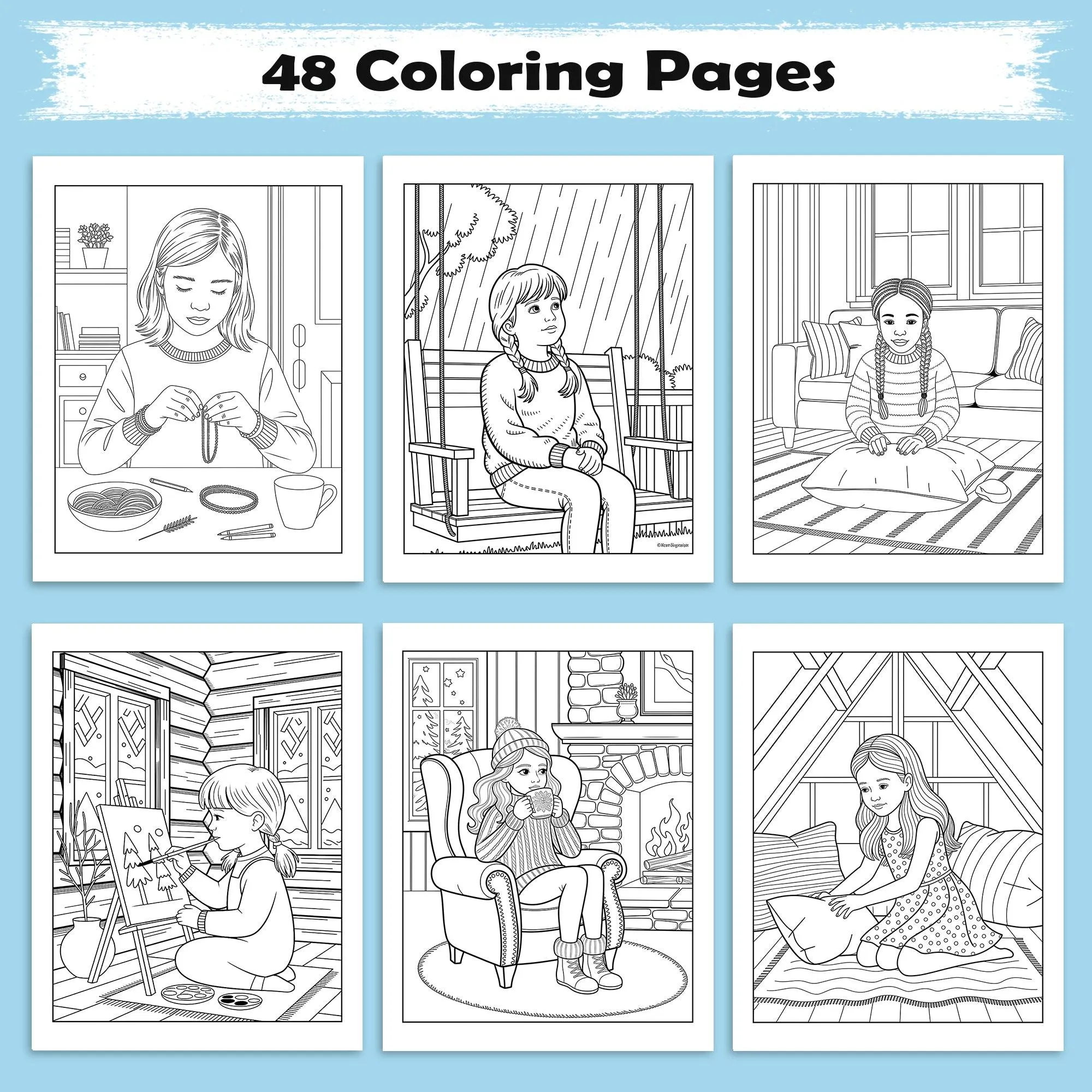 Soft Moments Coloring Pages – 48 Cozy Girl Vibes for Adults - image 2