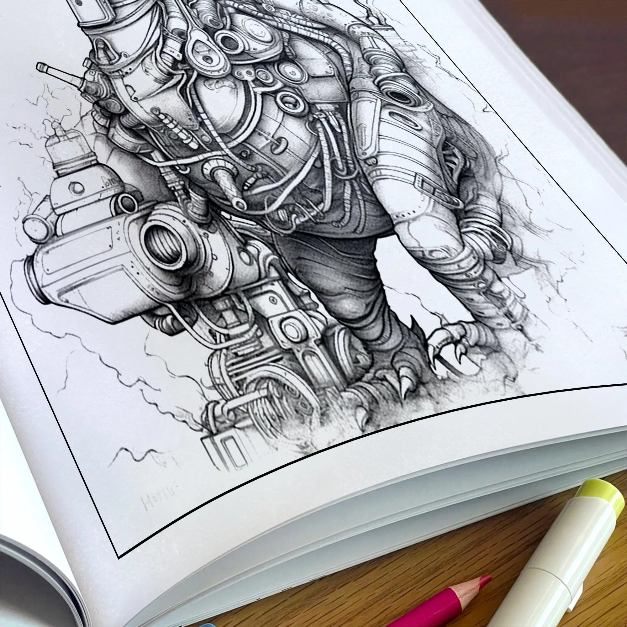 Steampunk Dinosaurs – Mechanical Dino Adventure Coloring Pages – 48 Pages – Complex Line Art, For Adults - image 5