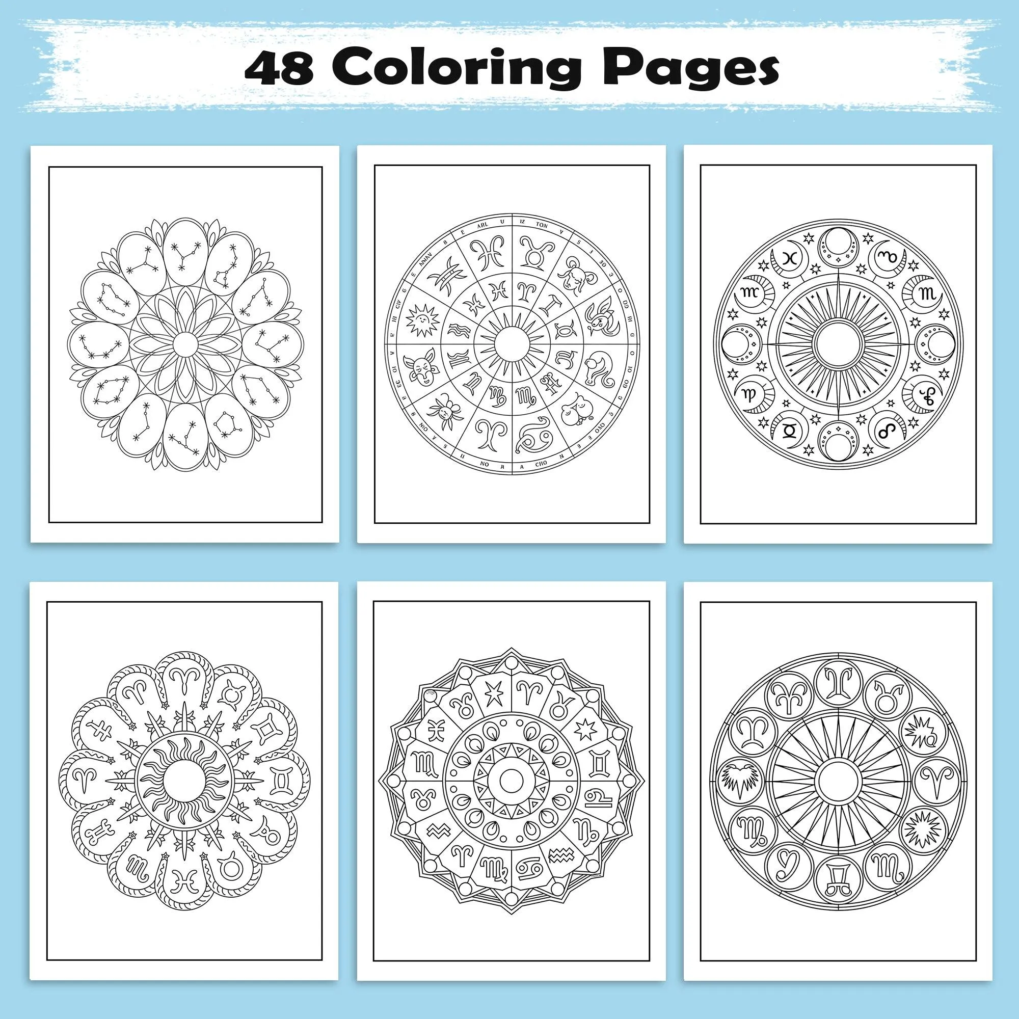 Zodiac Mandalas Coloring Pages – 48 Pages – Celestial Symbols & Constellation Designs for Adults - image 2