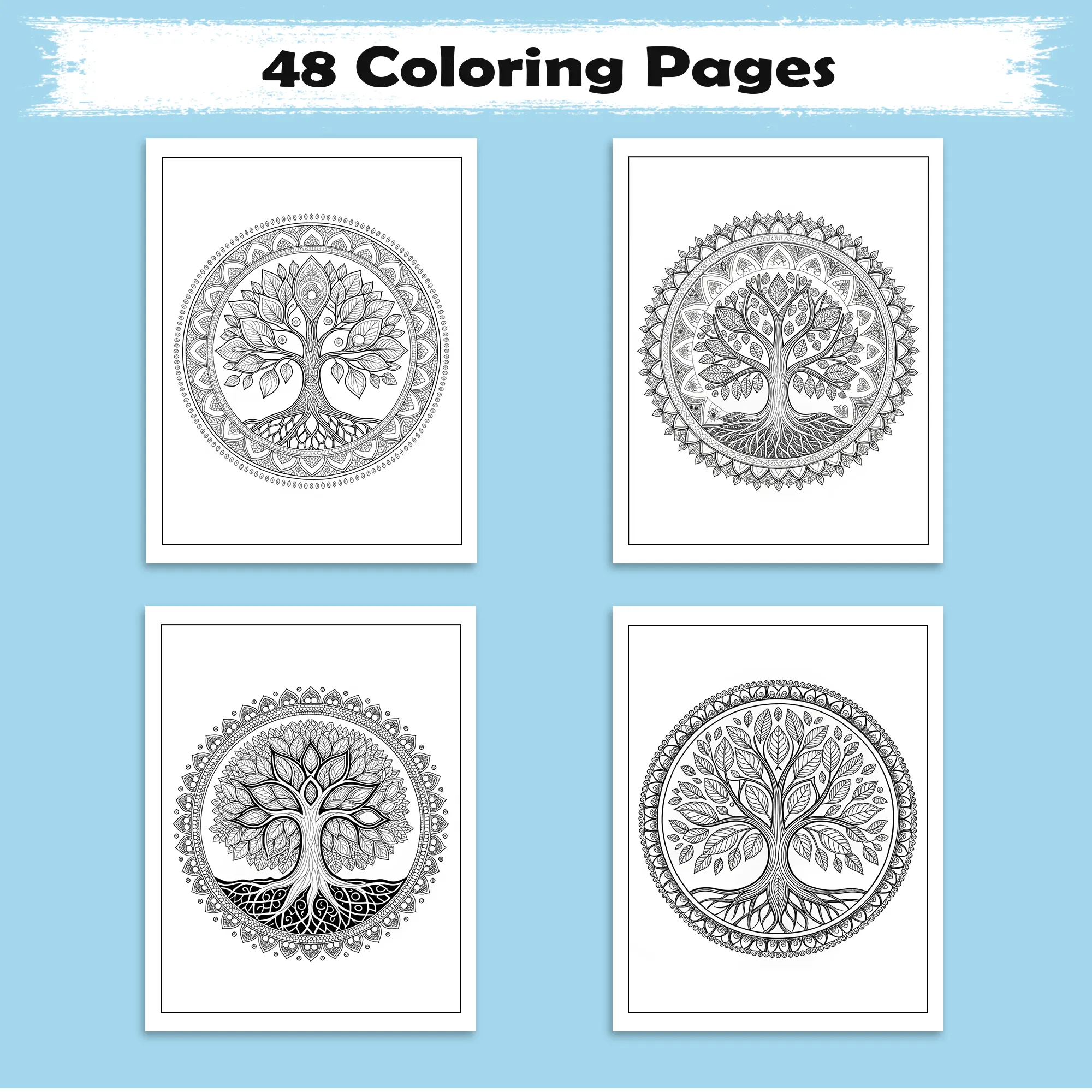 Sacred Tree Mandalas – Mandala Coloring Pages – 48 Pages – Symbolic, Spiritual, Botanical Designs – For Adults - image 4