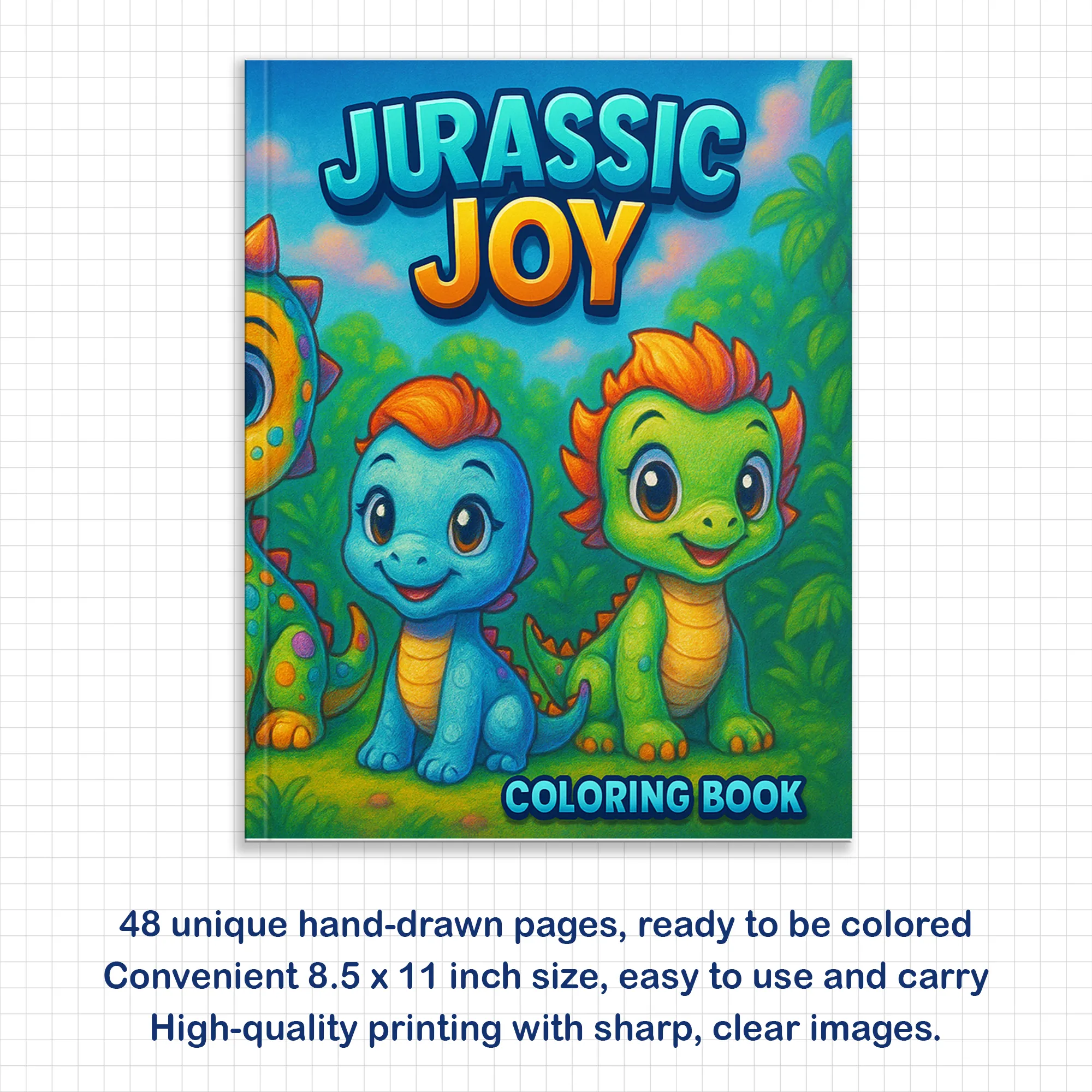 Jurassic Joy Coloring Pages – 48 Fun, Happy, Prehistoric Adventures – For Kids - image 2
