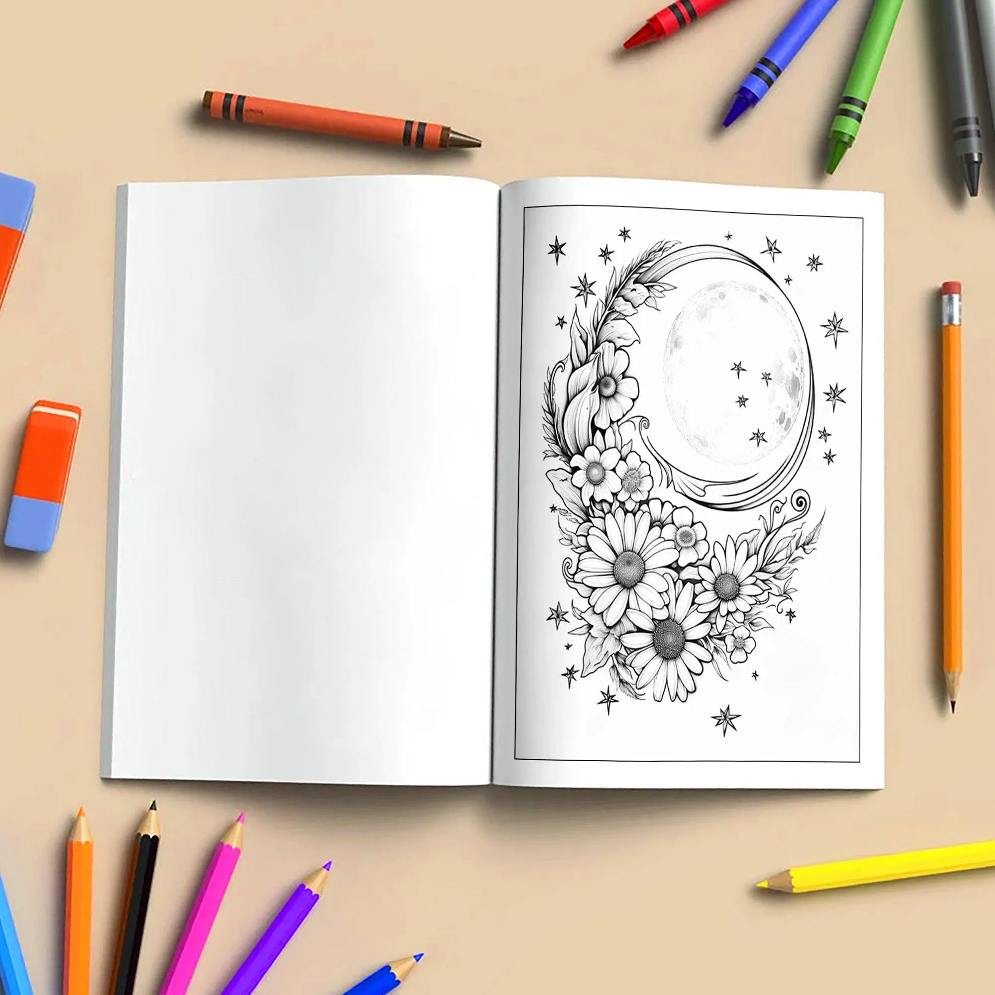 Moonlit Garden Dreams Coloring Pages – 48 Floral & Celestial Designs for Adults - image 4