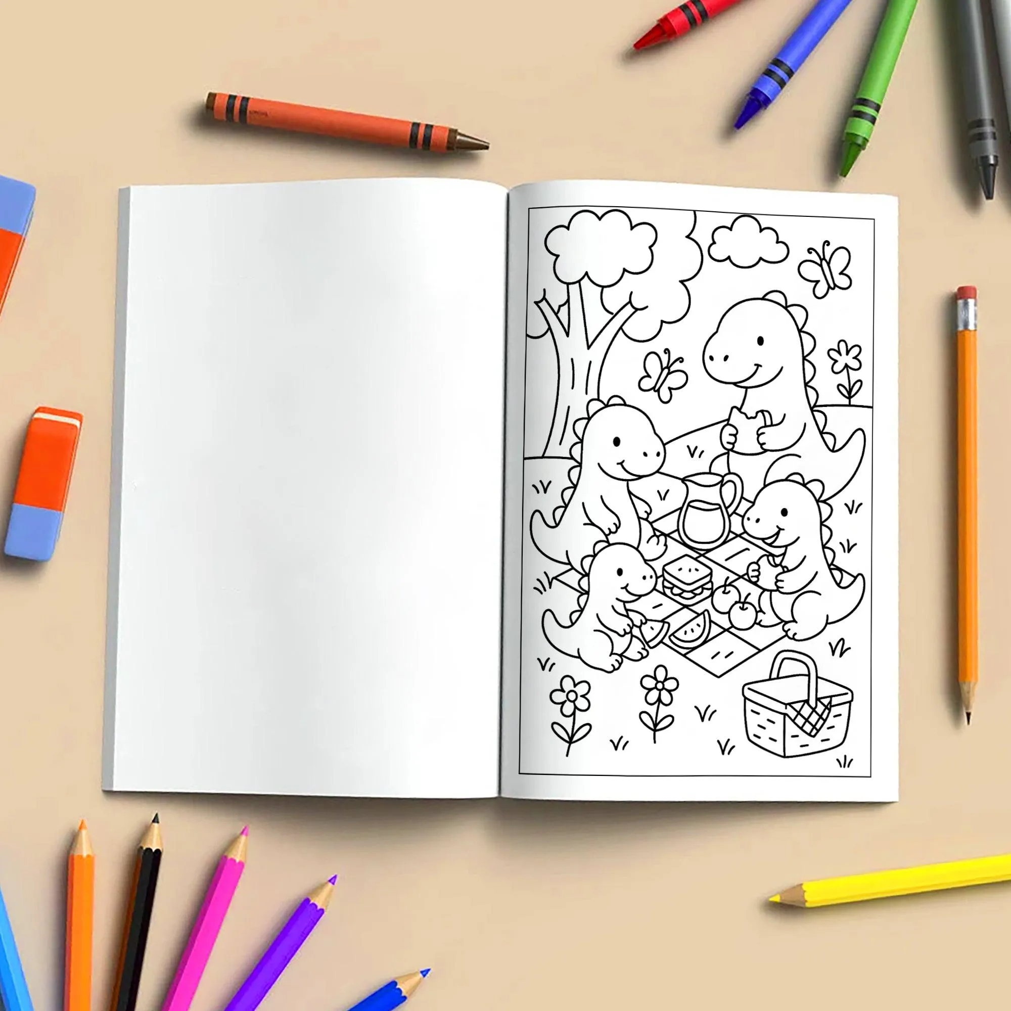 Dino Family Picnic Coloring Pages – 48 Pages – Fun, Cozy, Prehistoric Adventures – For Kids - image 6