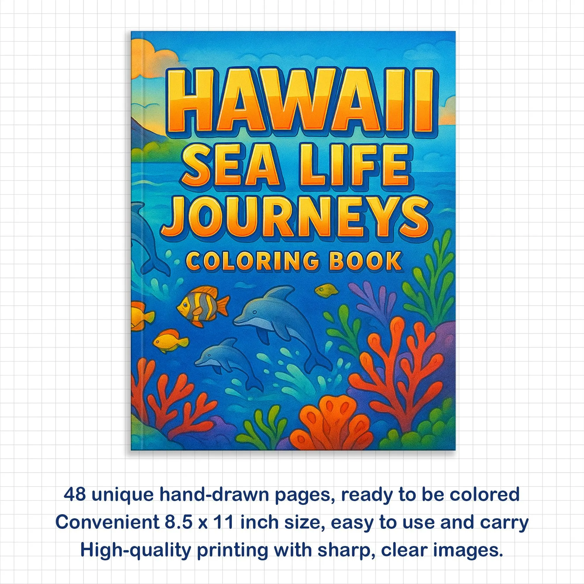 Hawaii Sea Life Journeys Coloring Pages – 48 Tropical Ocean Animal Designs - For Kids - image 4