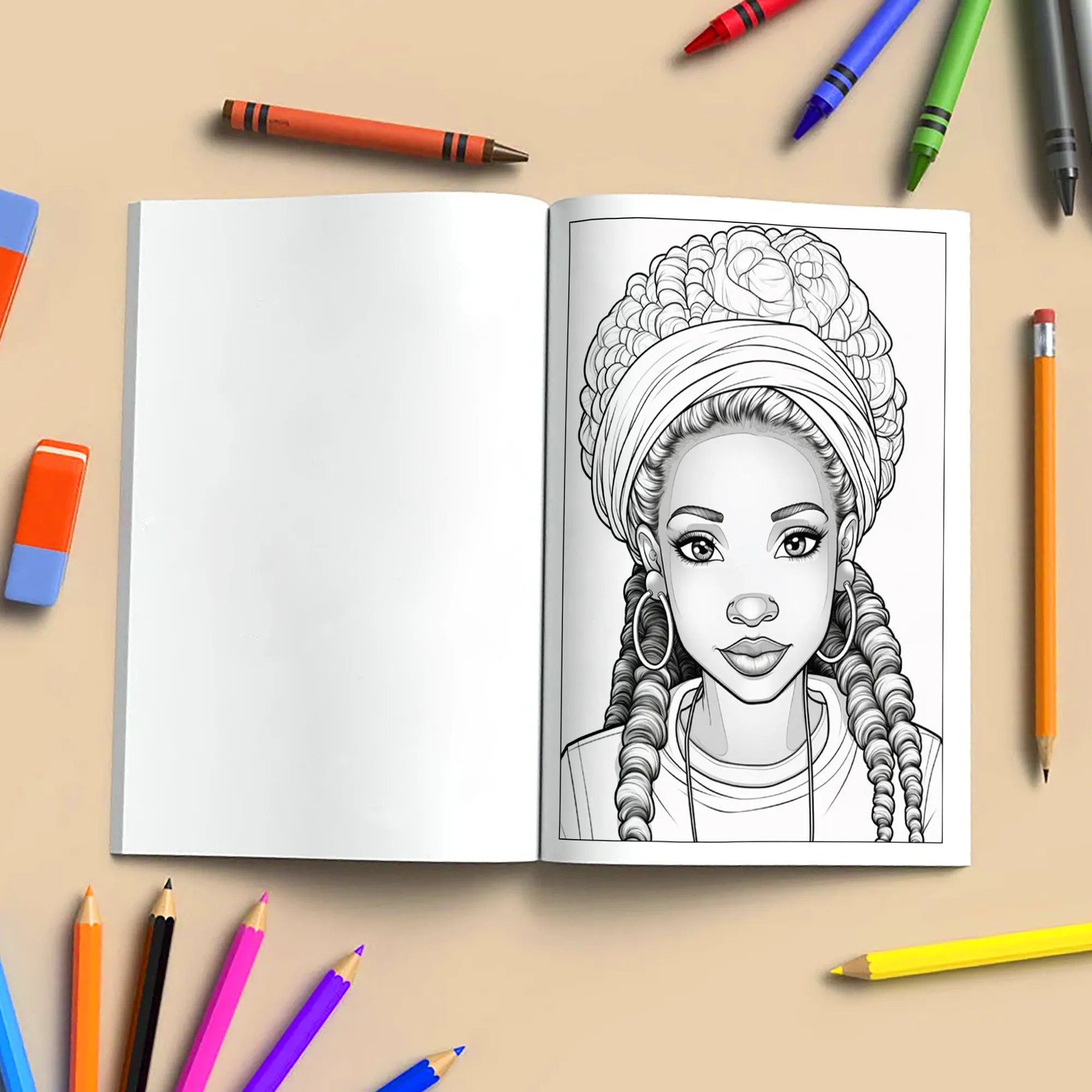 Radiant Roots – Black Girl Coloring Pages – 48 Pages – Braids, Curls, Crowns – For Kids - image 4