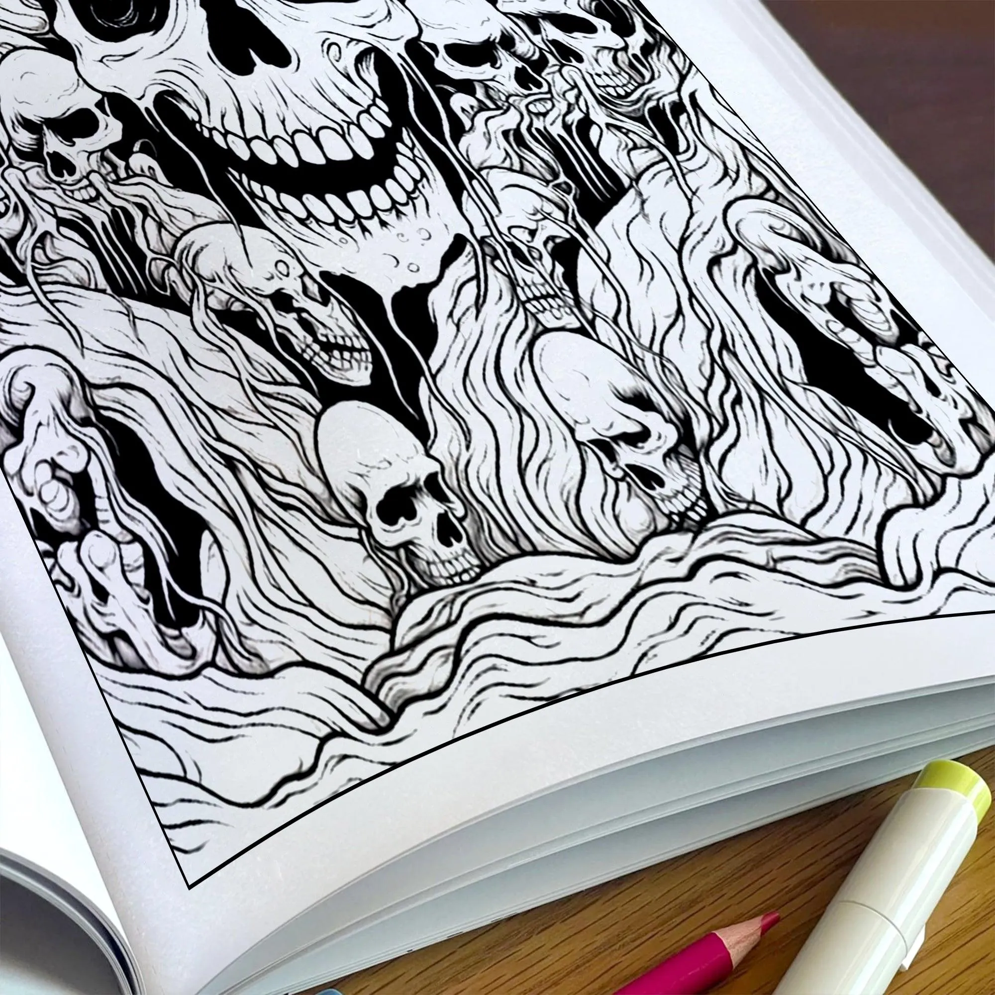 Melting Souls Coloring Pages – 48 Pages – Gothic Zombies, Skull Horror Art – For Adults - image 5