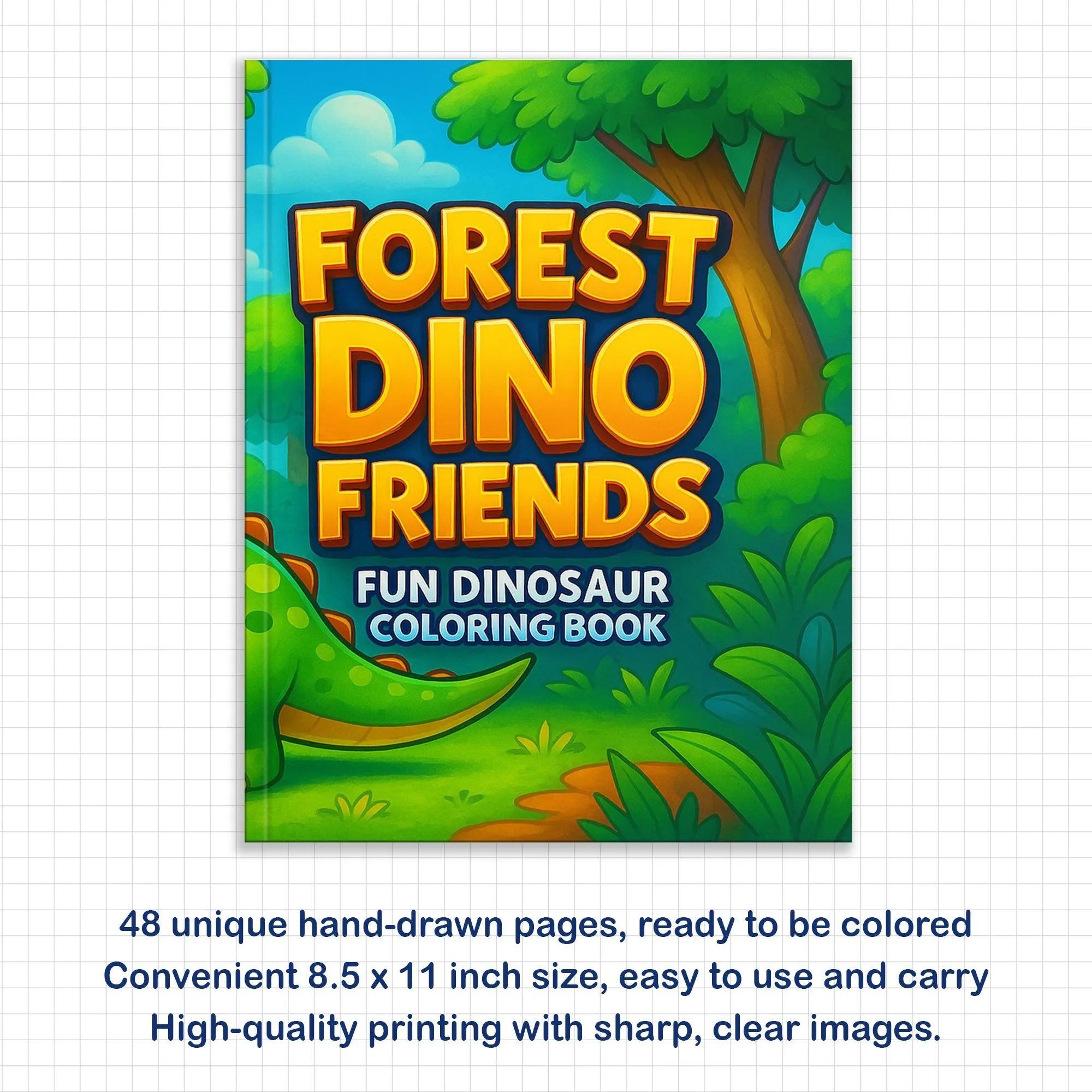 Forest Dino Friends – Fun Dinosaur Coloring Pages – 48 Pages – Jungle, Cute Dinosaurs, Simple Line Art – For Kids - image 2