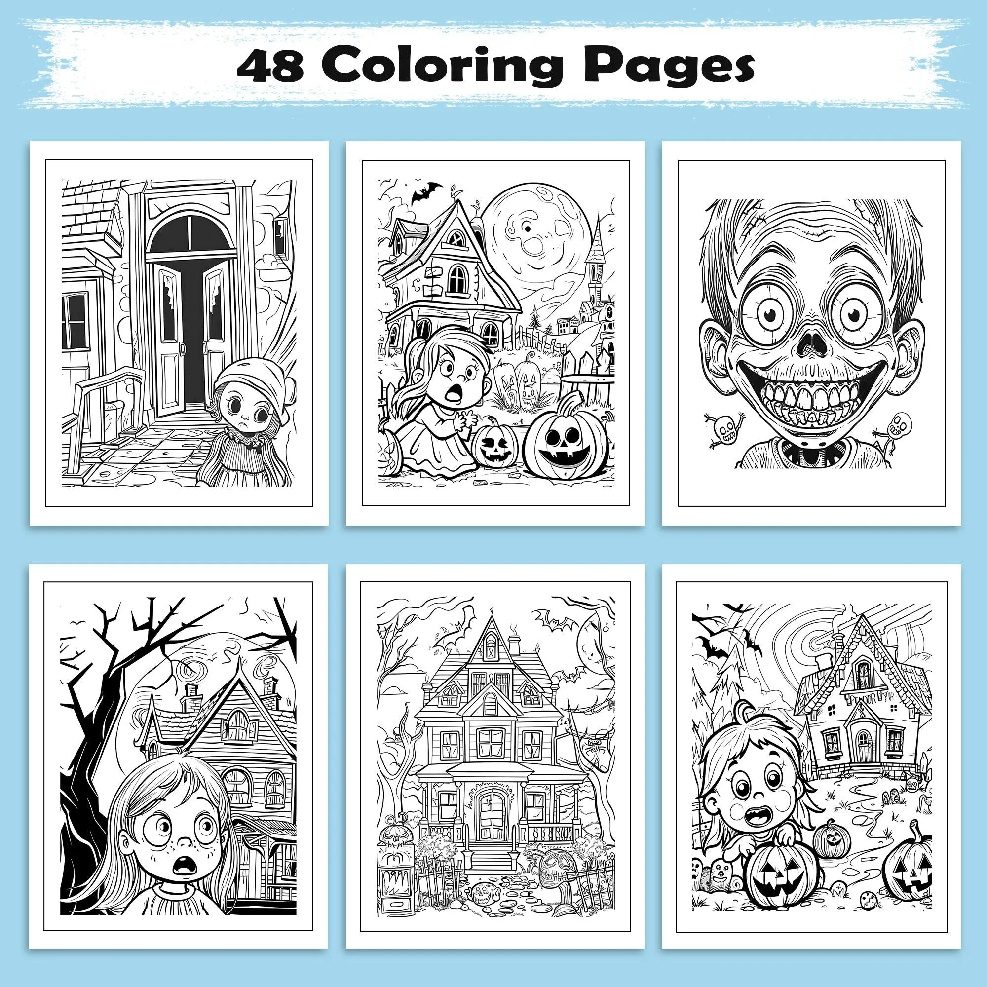 Fright Night – Haunted Mansion Coloring Pages – 48 Scary Houses & Halloween Vibes – For Kids - image 3