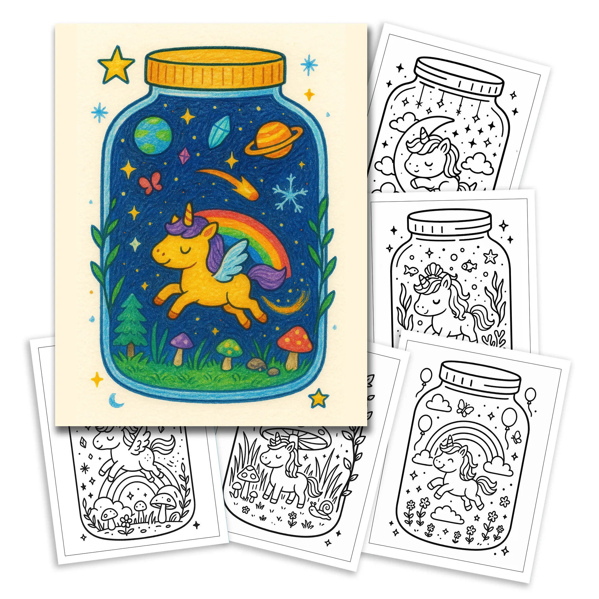 Kawaii Unicorn Coloring Book – Cute Magical Creatures in Glass Jars - image 2