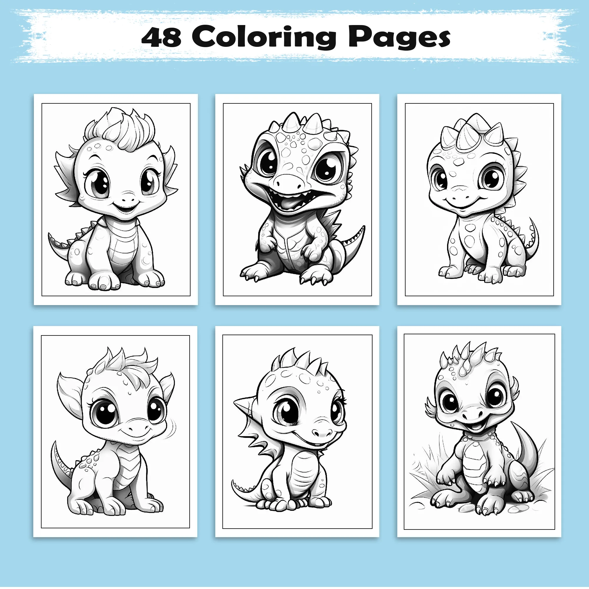 Jurassic Joy Coloring Pages – 48 Fun, Happy, Prehistoric Adventures – For Kids - image 3