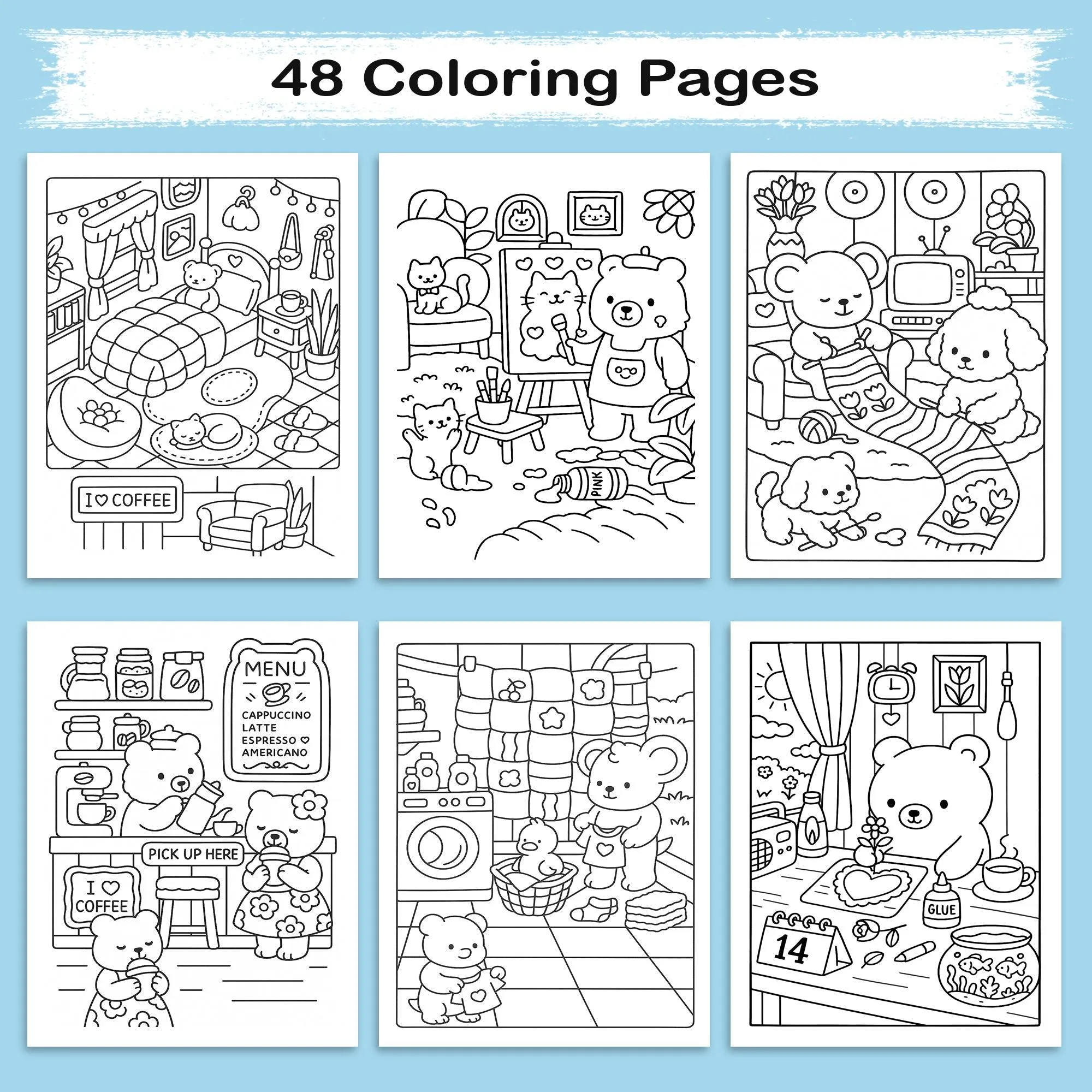 Cozy Bear Days – A Kawaii Coloring Adventure | 48 Adorable Cozy Bear-Themed Pages for Relaxation & Fun - image 4