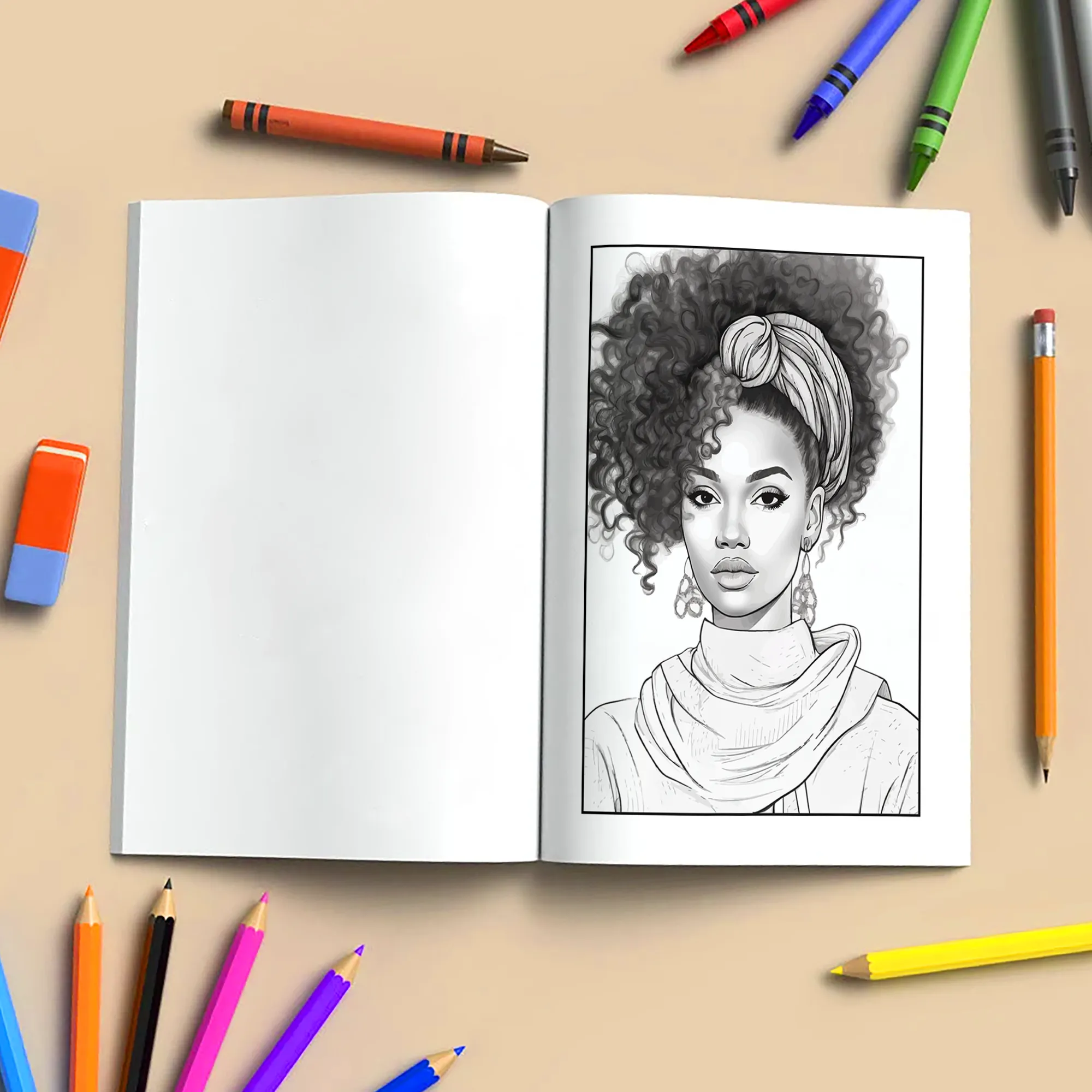 Bold & Beautiful Coloring Pages – 48 Stunning Black Girl Designs for Kids – Afro Hair, Headwraps & Big Style - image 4