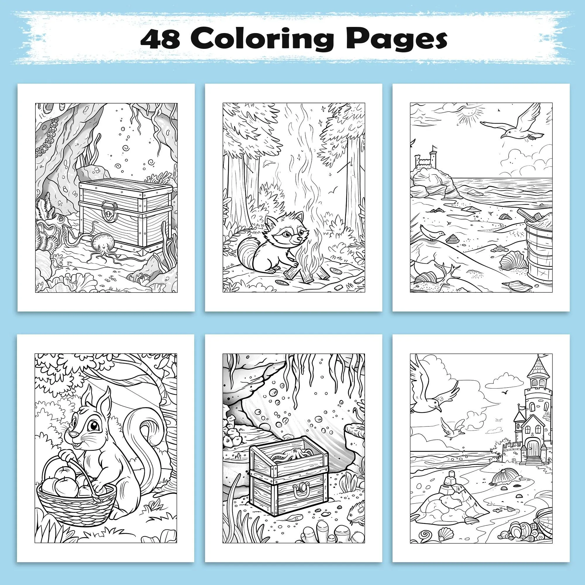 Hawaii Beach Wonders Coloring Pages – 48 Seaside Treasures and Fun Castles for Kids - image 2
