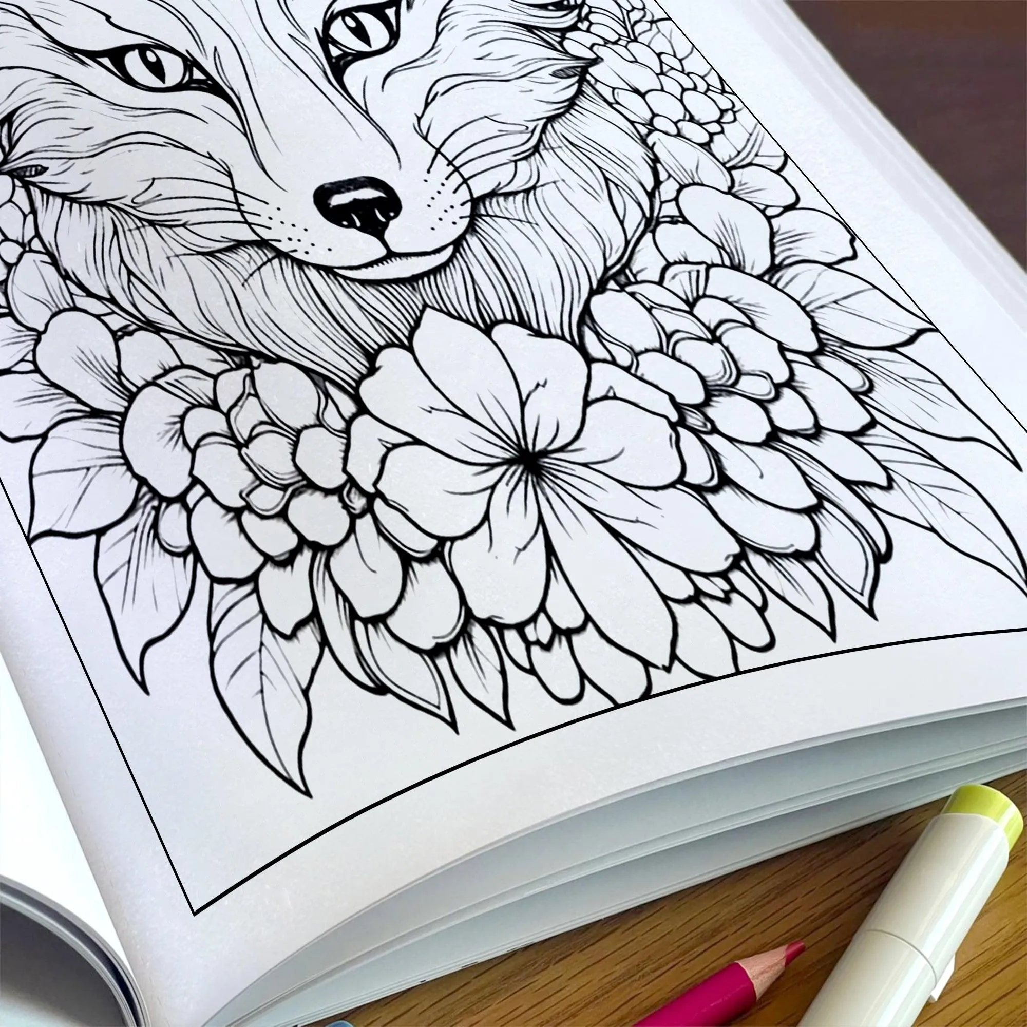 Blooming Fox Coloring Pages – 48 Pages – Charming Foxes, Floral Harmony, Forest Designs – For Adults - image 5