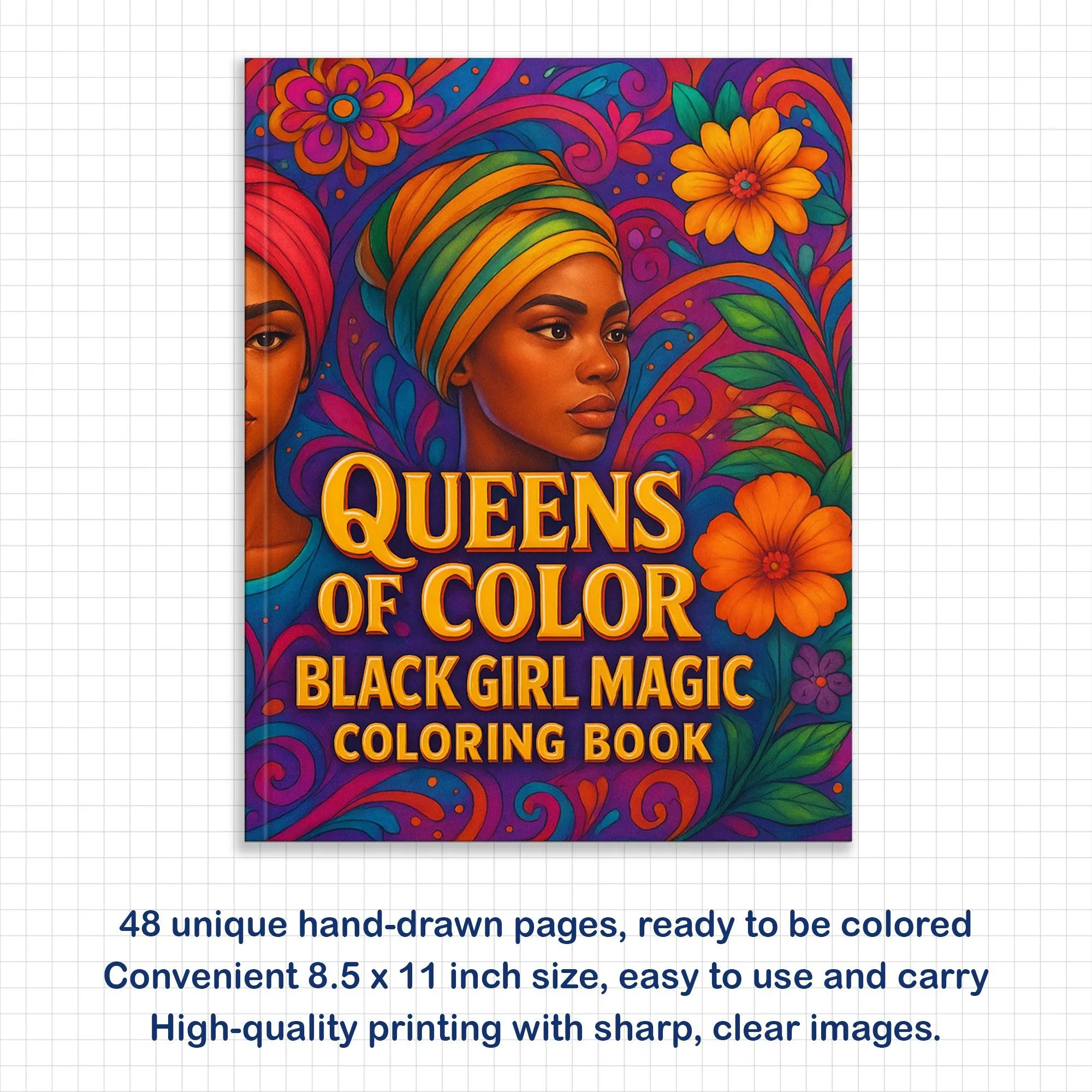Queens of Color Coloring Pages – 48 Pages – Bold & Beautiful Black Girl Portraits – For Adults - image 2