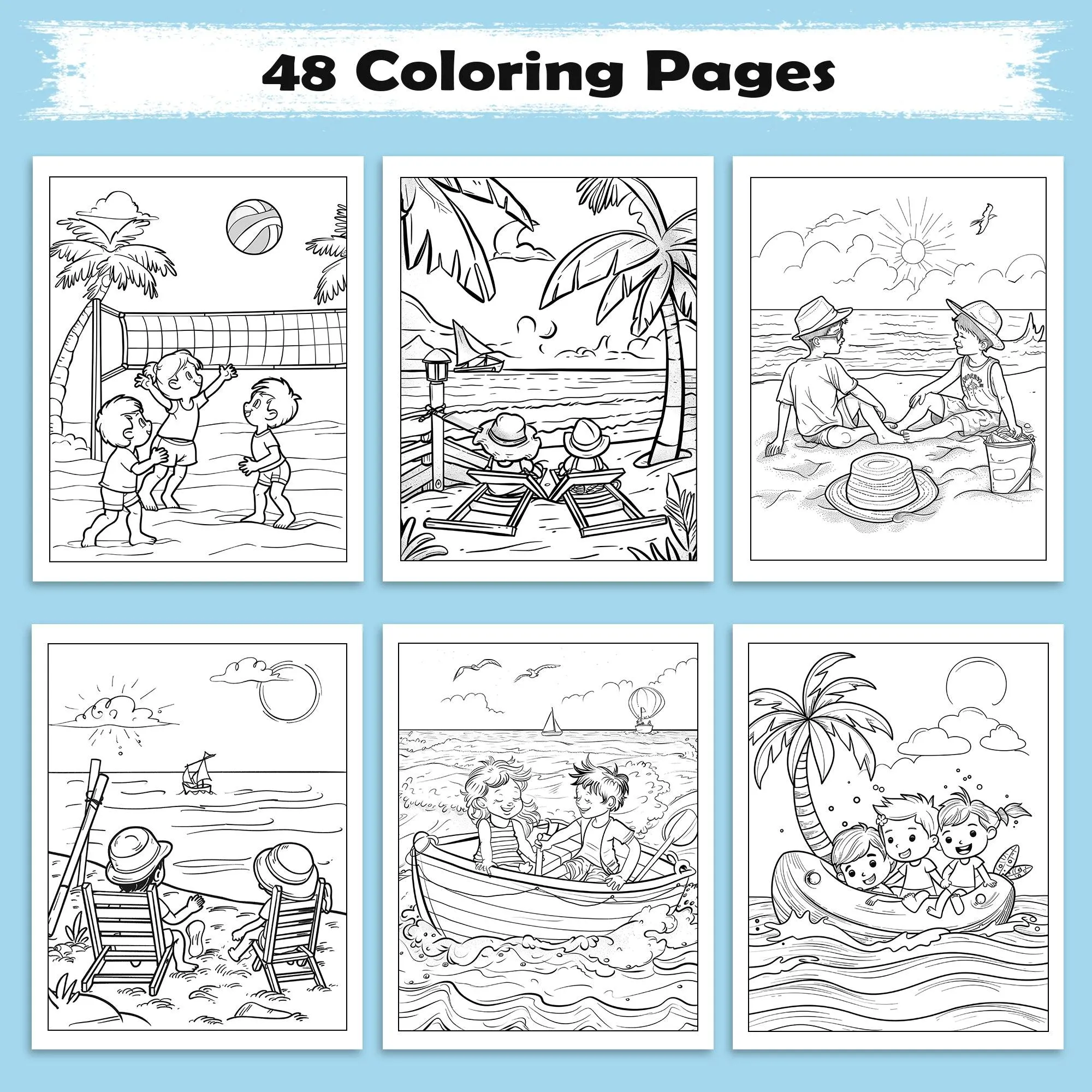 Hawaii Summer Fun Coloring Pages – 48 Beach Activities and Island Adventures for Kids - image 2