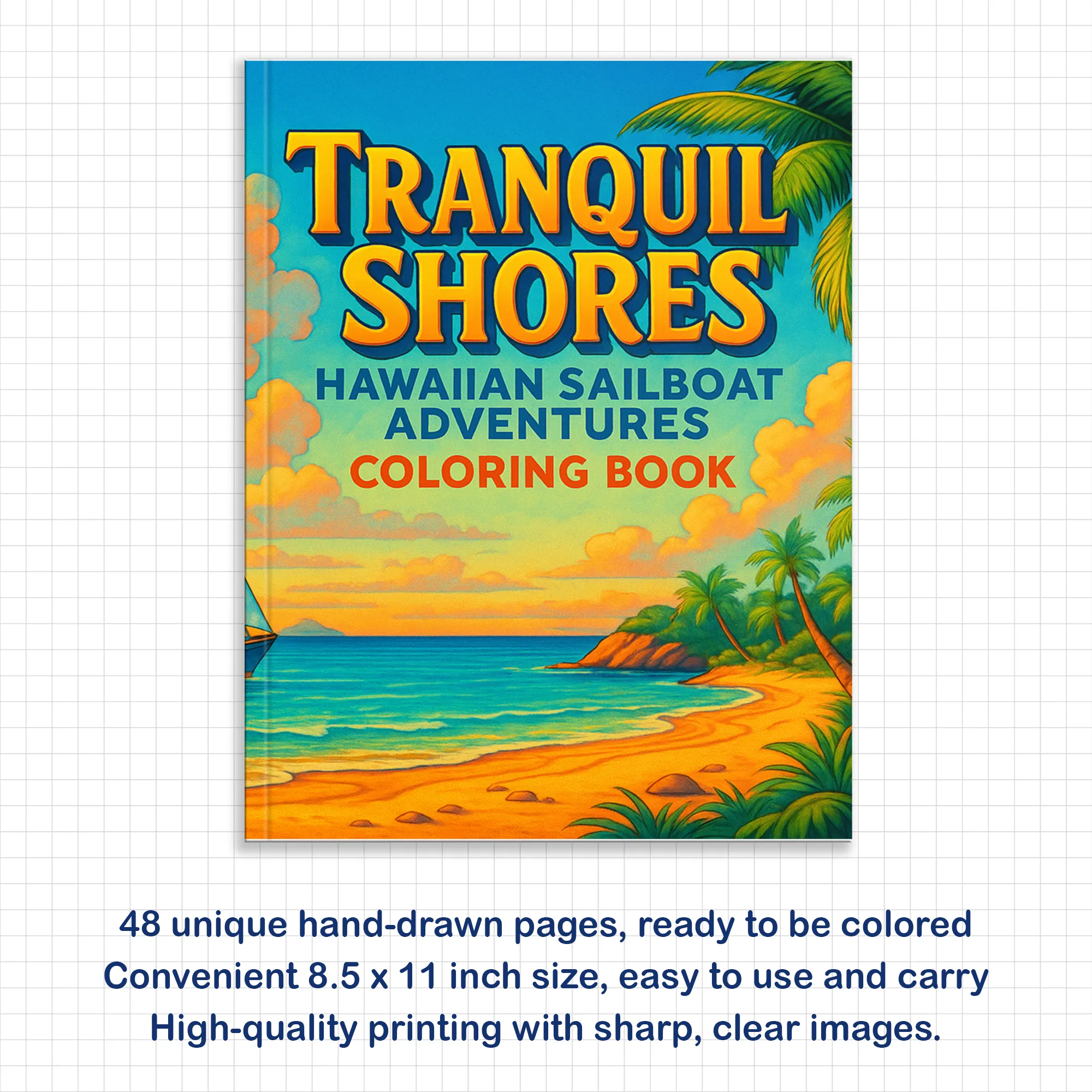 Tranquil Shores Hawaii Coloring Pages – 48 Serene Ocean and Palm Tree Scenes for Adults - image 2