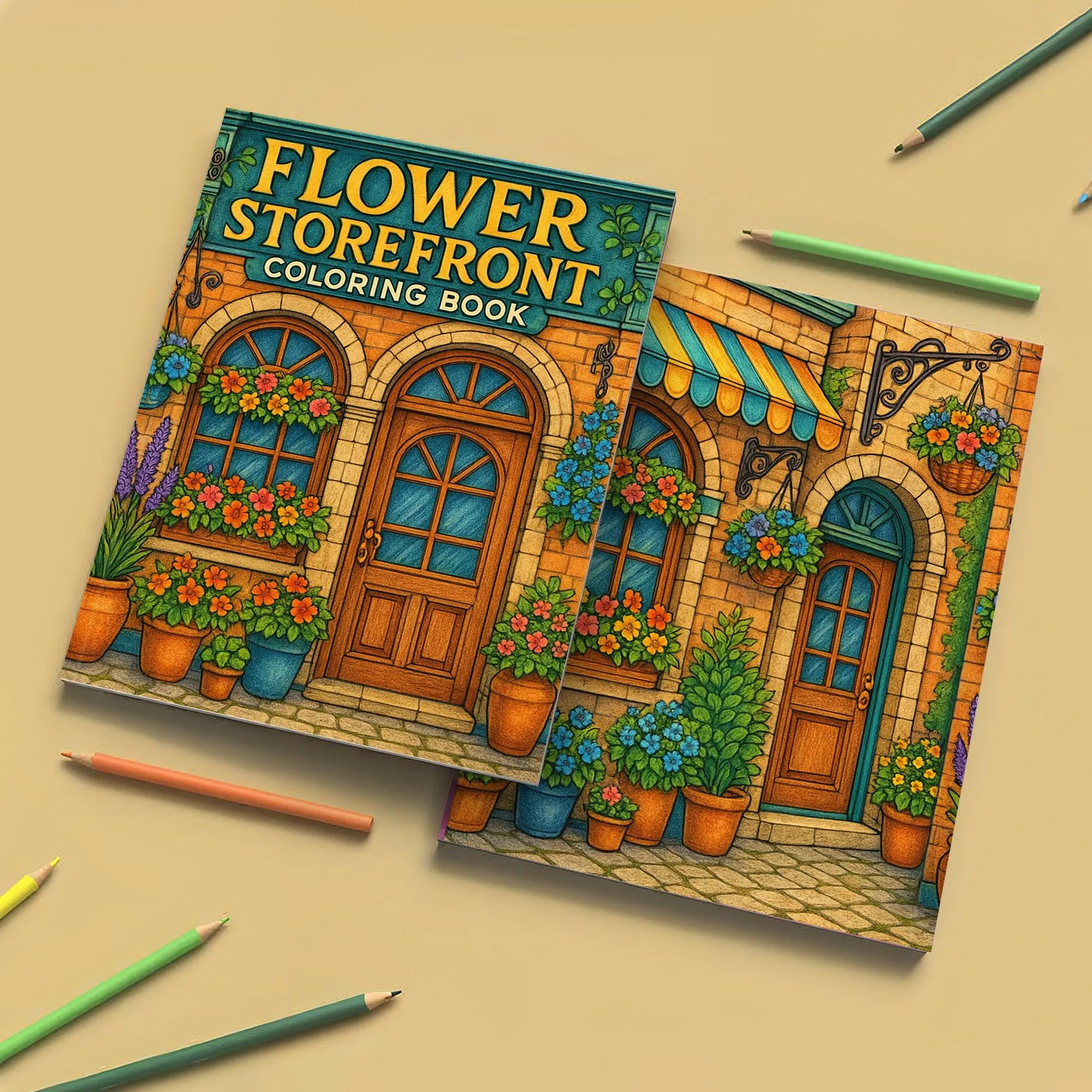 Flower Storefront Coloring Book - Romantic Streets and Blossoming Window Displays - image 7