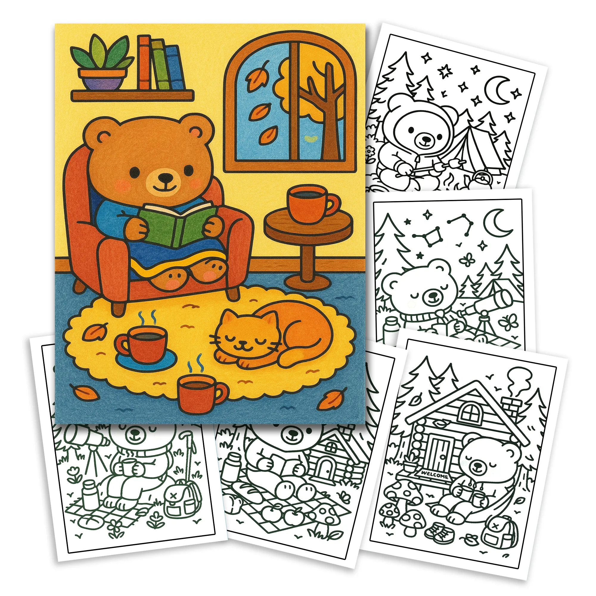 Cozy Nature Getaway Coloring Book – 48 Relaxing Outdoor Scenes with Cute Bears, Camping, Stargazing & Forest Adventures - image 2