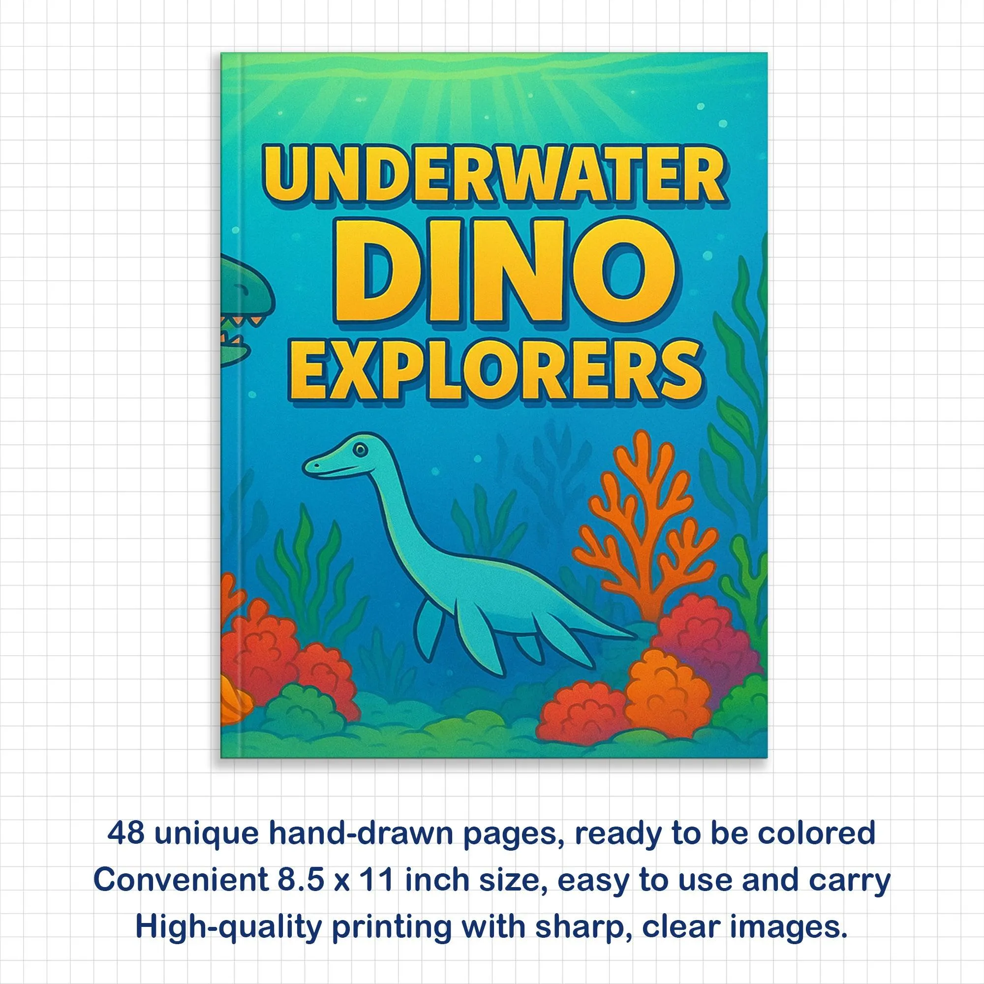 Underwater Dino Explorers – Dinosaur Coloring Pages – 48 Pages – Whimsical, Creative, Deep Sea Dinos – For All Ages - image 3