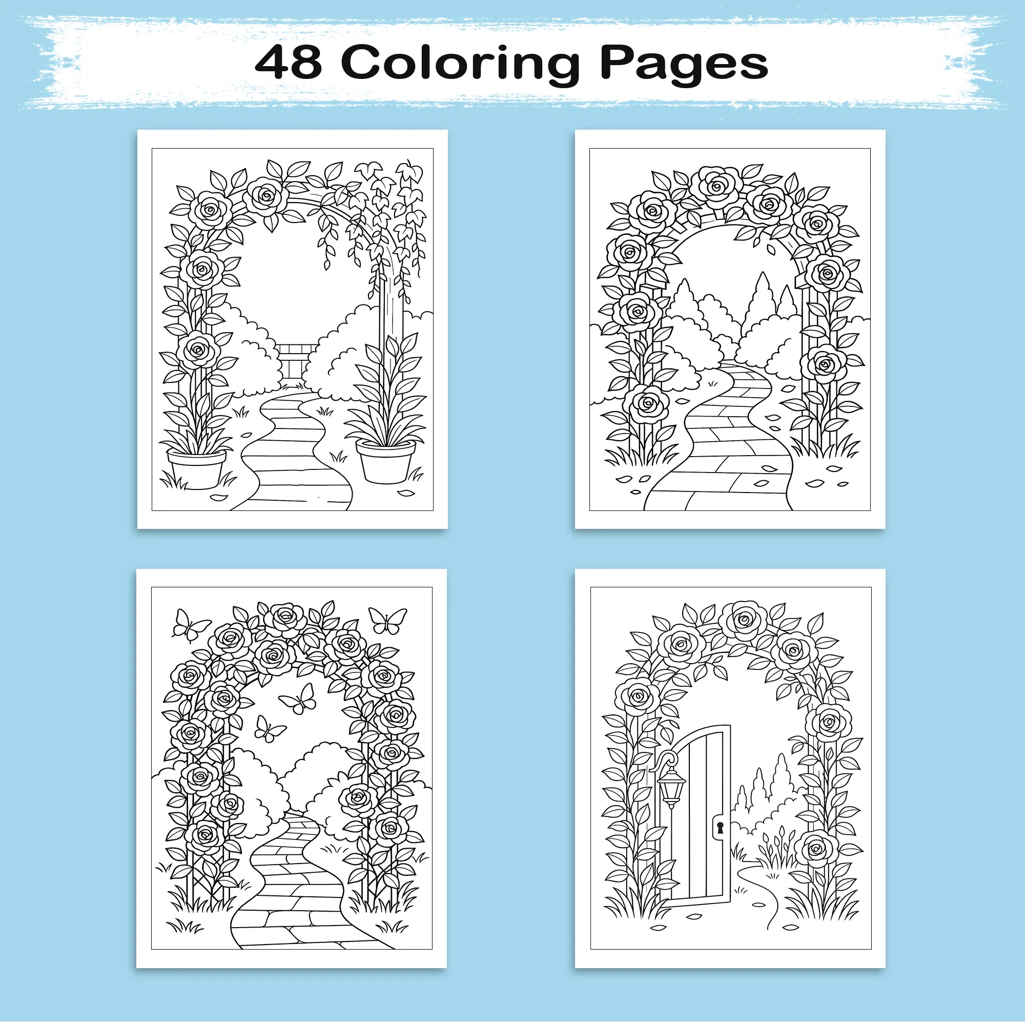Secret Rose Garden – Flower Coloring Pages – 48 Pages – Whimsical, Romantic, Hidden Nature Paths – For Adults - image 3