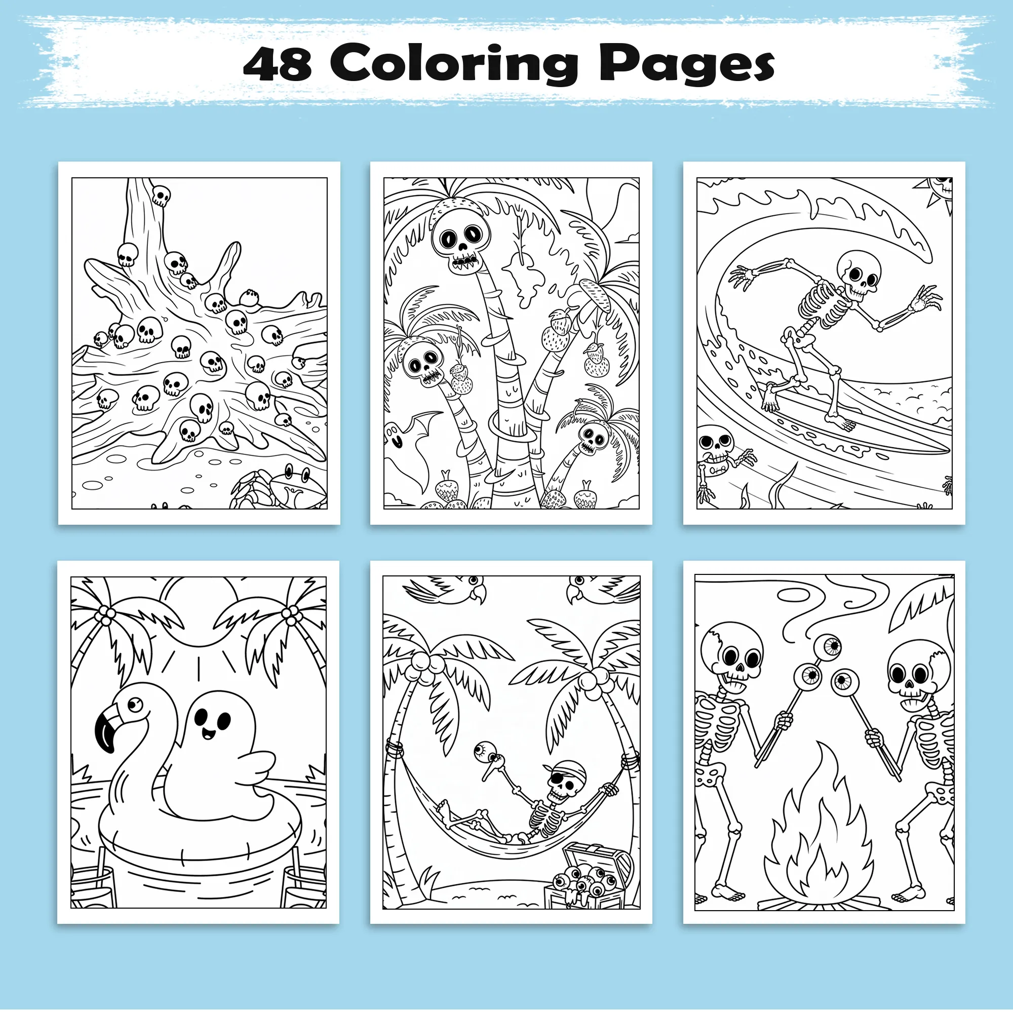 Surfing Spirits Coloring Pages – 48 Halloween in Hawaii Activities for Kids - image 3