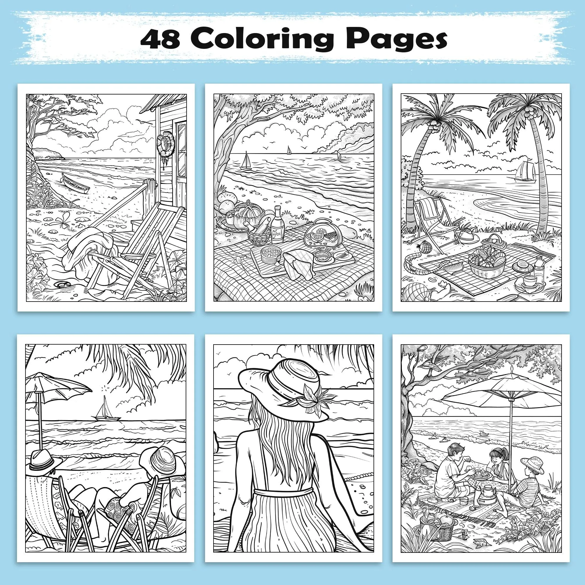 Relaxing Hawaii Shores Coloring Pages – 48 Serene Coastal Views for Adults - image 2