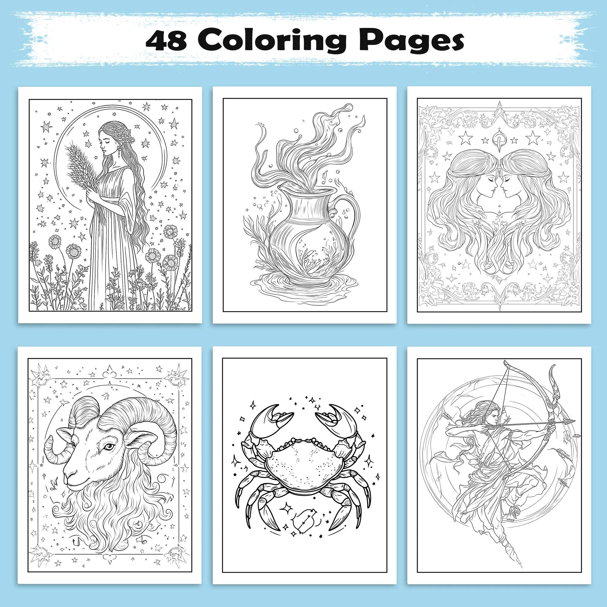 Zodiac Dreams Coloring Pages – 48 Pages – Horoscope-Inspired Designs for Adults - image 2