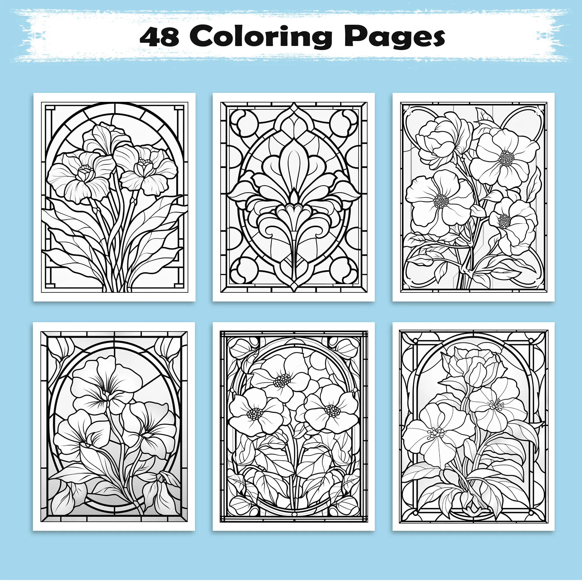 Floral Radiance – Mandala Coloring Pages – 48 Pages – Bold Lines, Intricate Flowers, Stained Glass Look, Single-Sided – For Adults - image 3