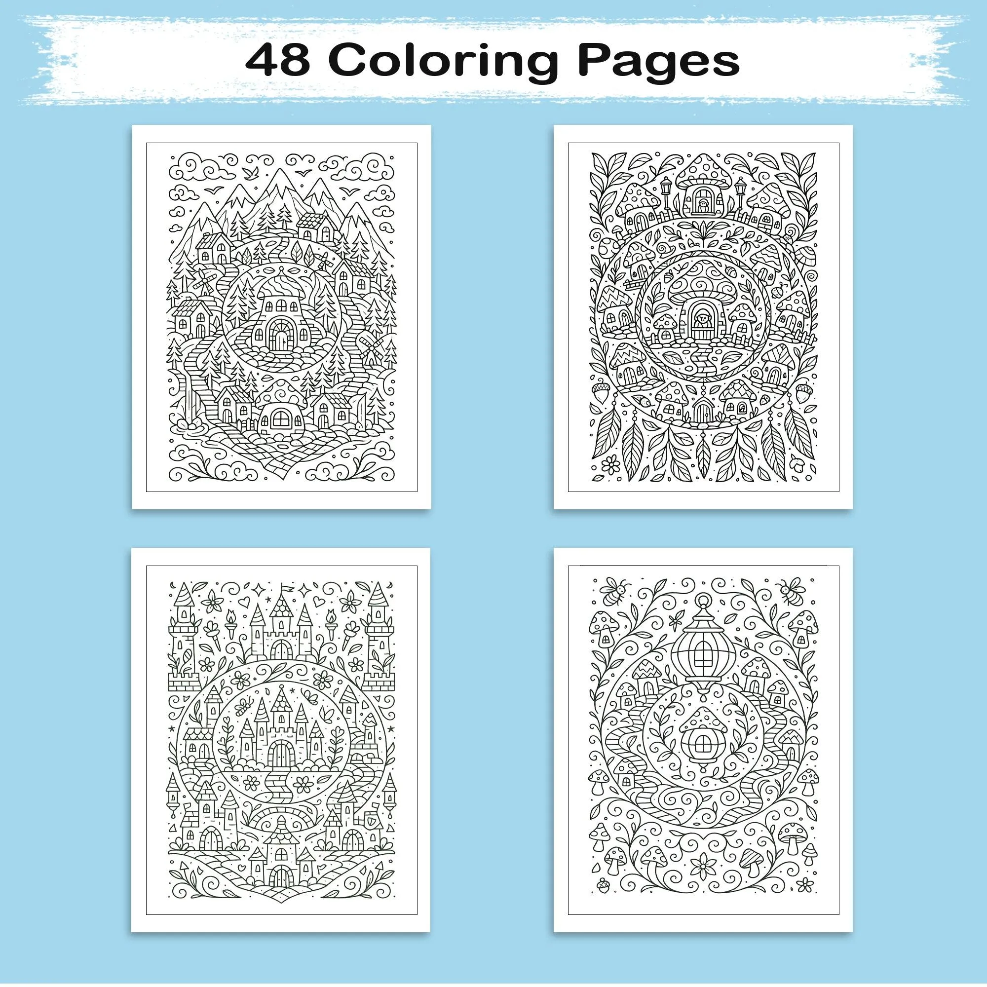 Enchanted Homes Mandalas Coloring Pages – 48 Fantasy Village Designs for Adults - image 2