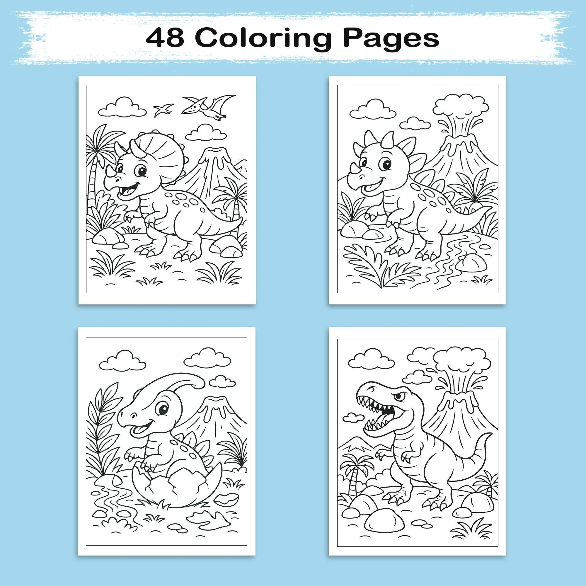 Dino Volcano World Coloring Pages for Kids – 48 Action-Packed Designs - image 5