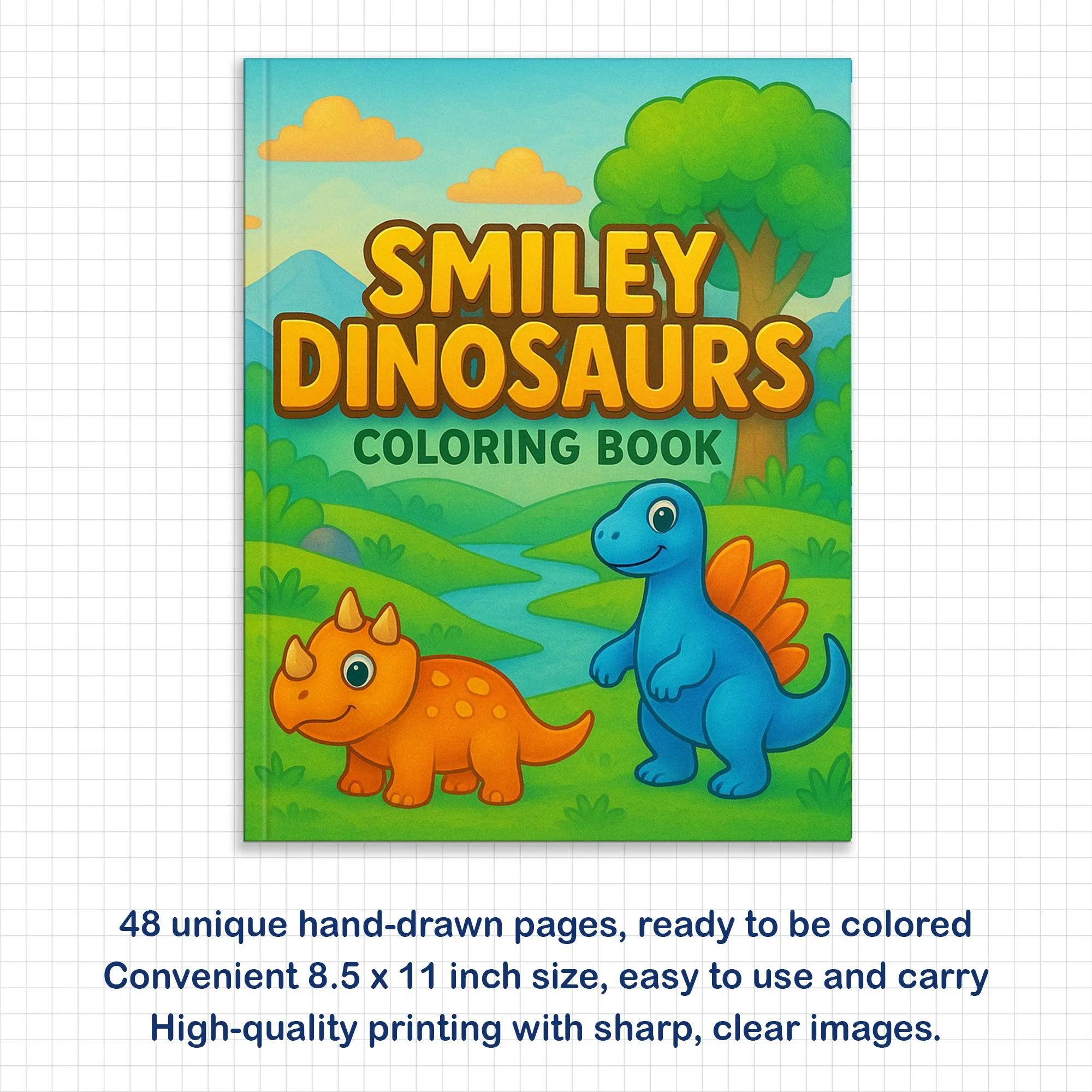 Smiley Dinosaurs Coloring Pages – 48 Joyful, Easy-to-Color Dinosaur Designs – For Kids - image 2