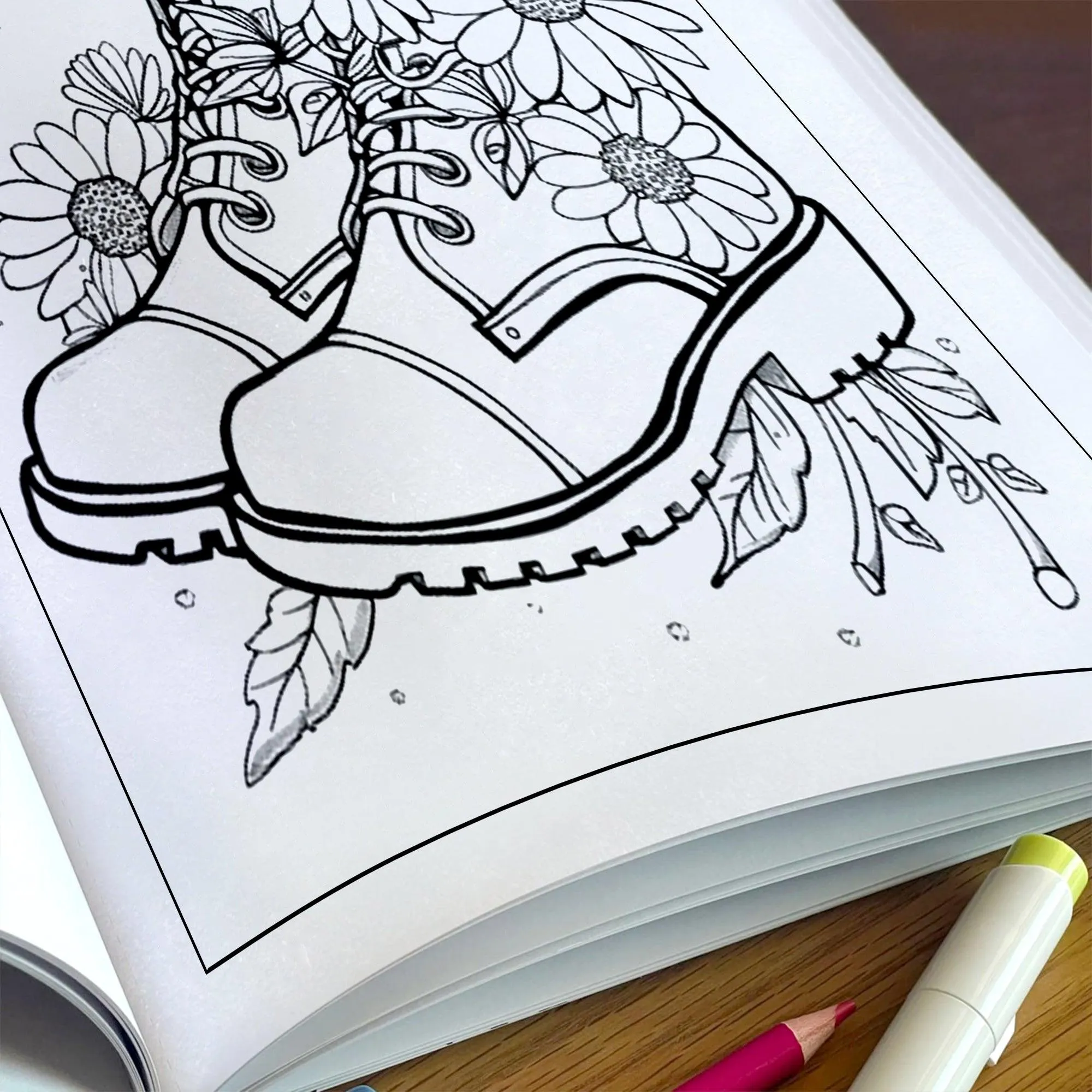 Daisy Steps Coloring Pages – 48 Charming Flower & Boot Illustrations for Adults - image 4