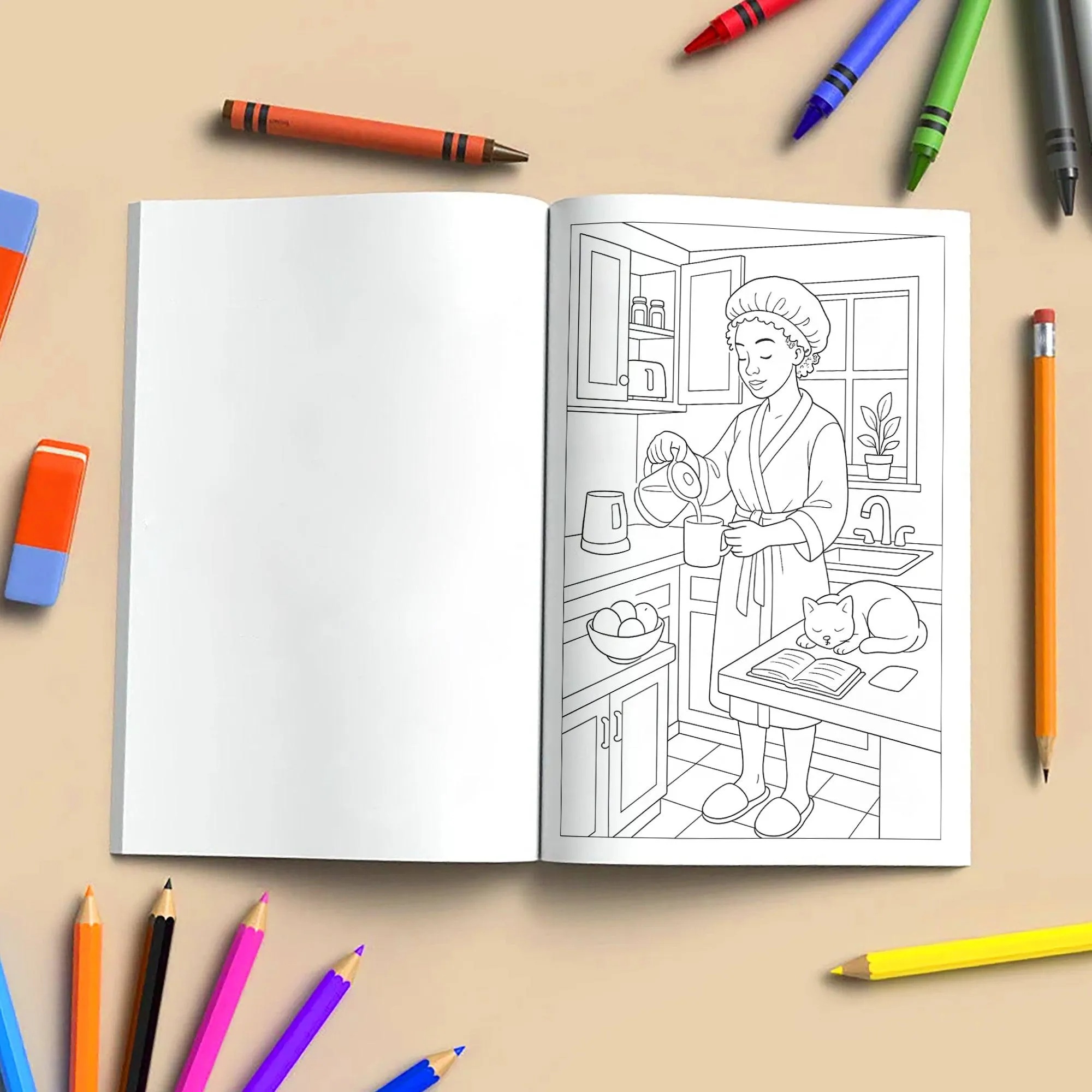 Cozy Curls & Family Love Coloring Pages – 48 Warm Domestic Scenes for Adults - image 4