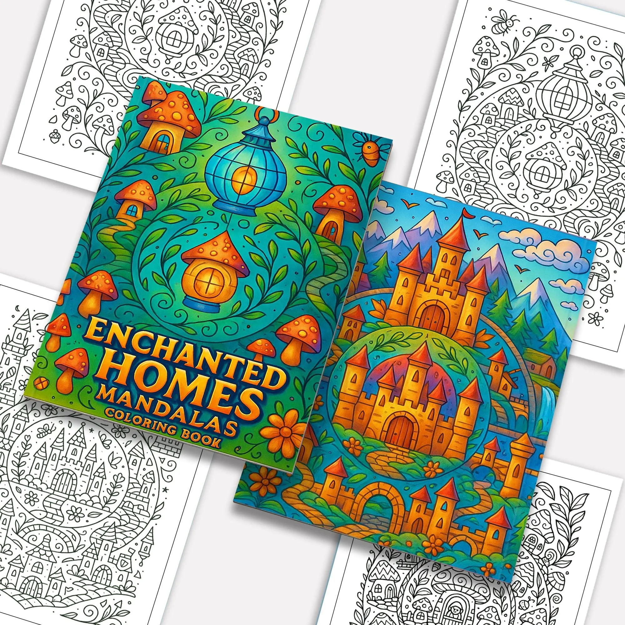 Enchanted Homes Mandalas Coloring Pages – 48 Fantasy Village Designs for Adults