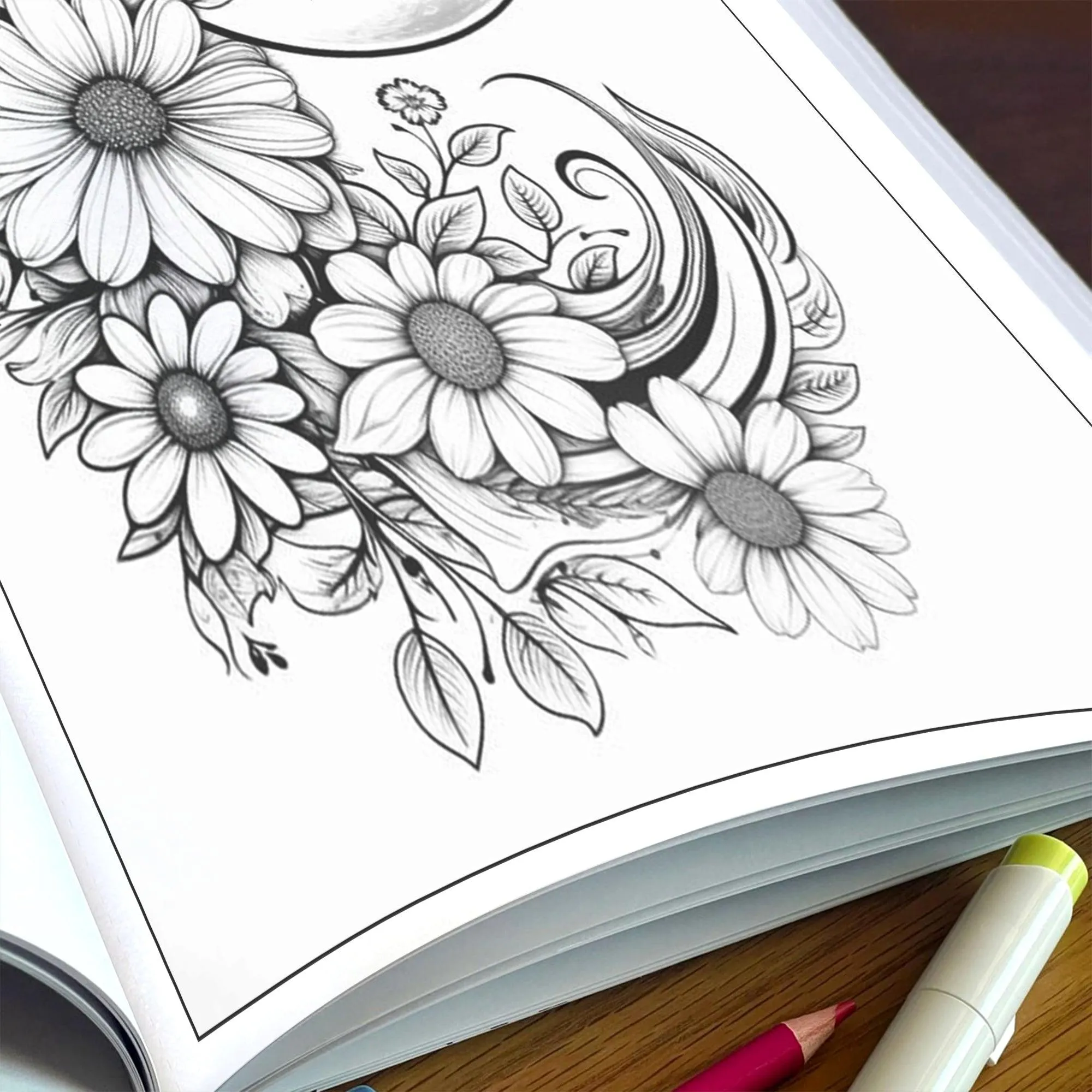 Lunar Blossoms – Flower and Moon Coloring Pages – 48 Pages – Ethereal, Dreamy, Celestial Floral Scenes – For Adults - image 5