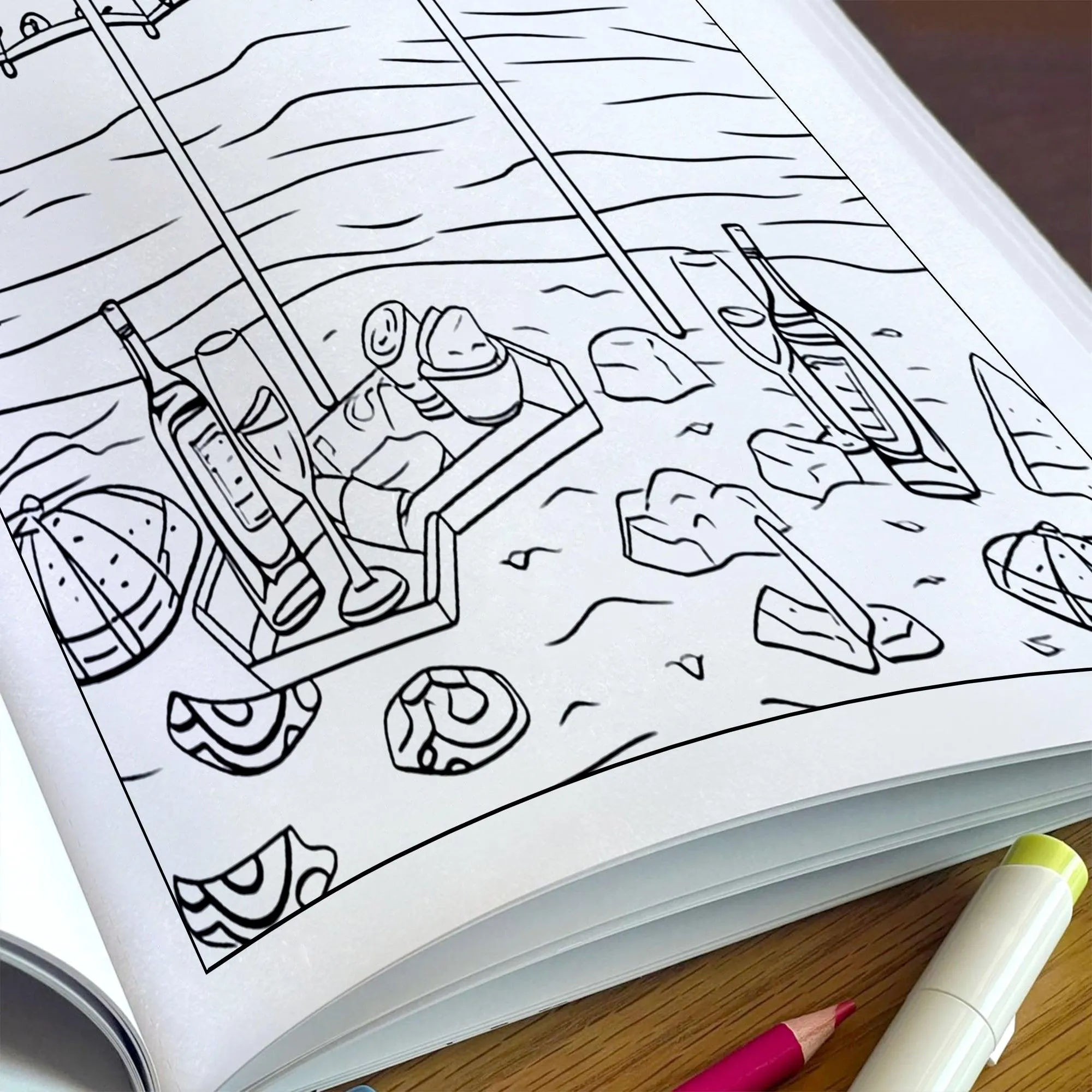 Tropical Picnic Escape Coloring Page – 48 Pages – Beach Picnic Theme – For Adults - image 5