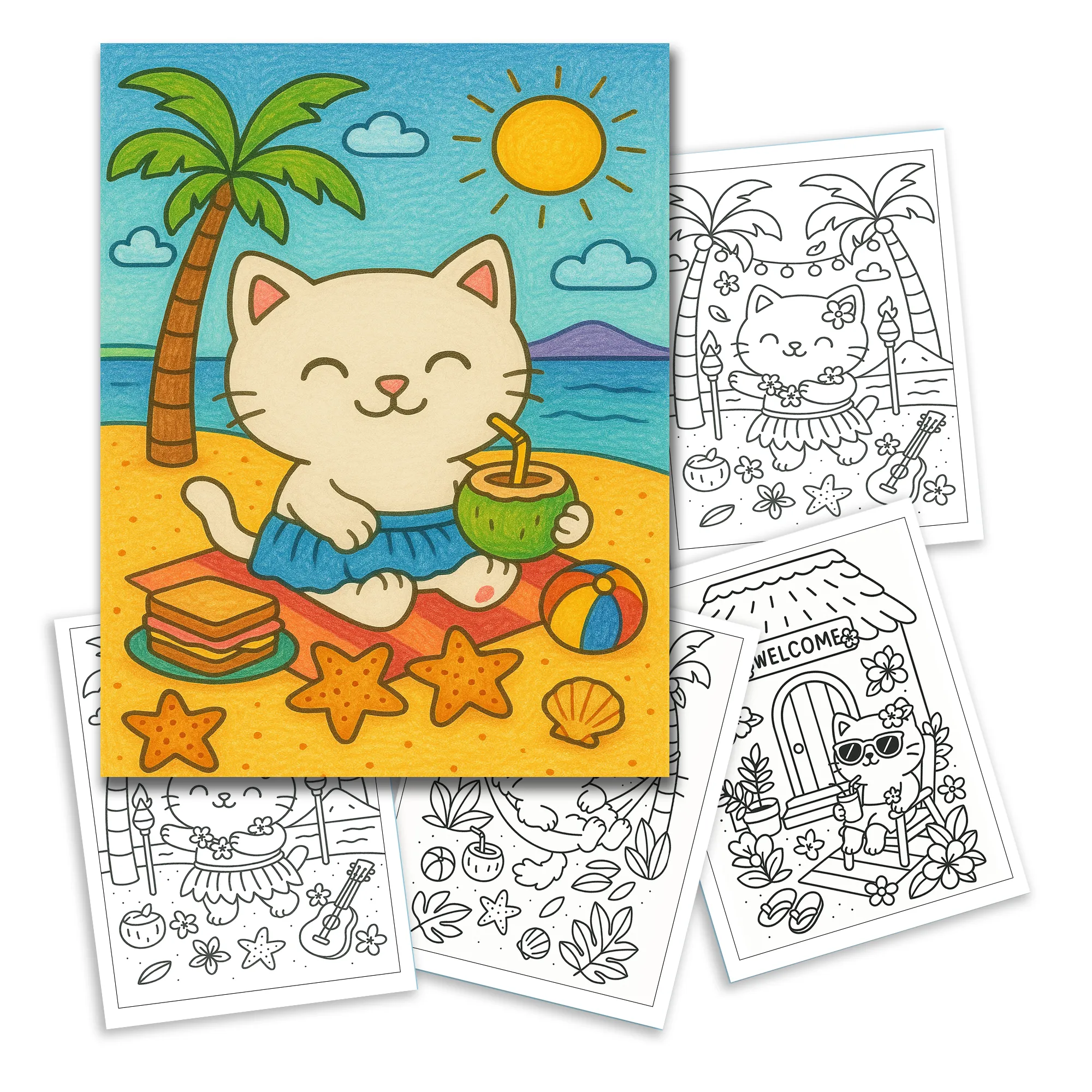 Beach Day Kitty Coloring Pages – 48 Cute & Fun Designs for Kids - image 2
