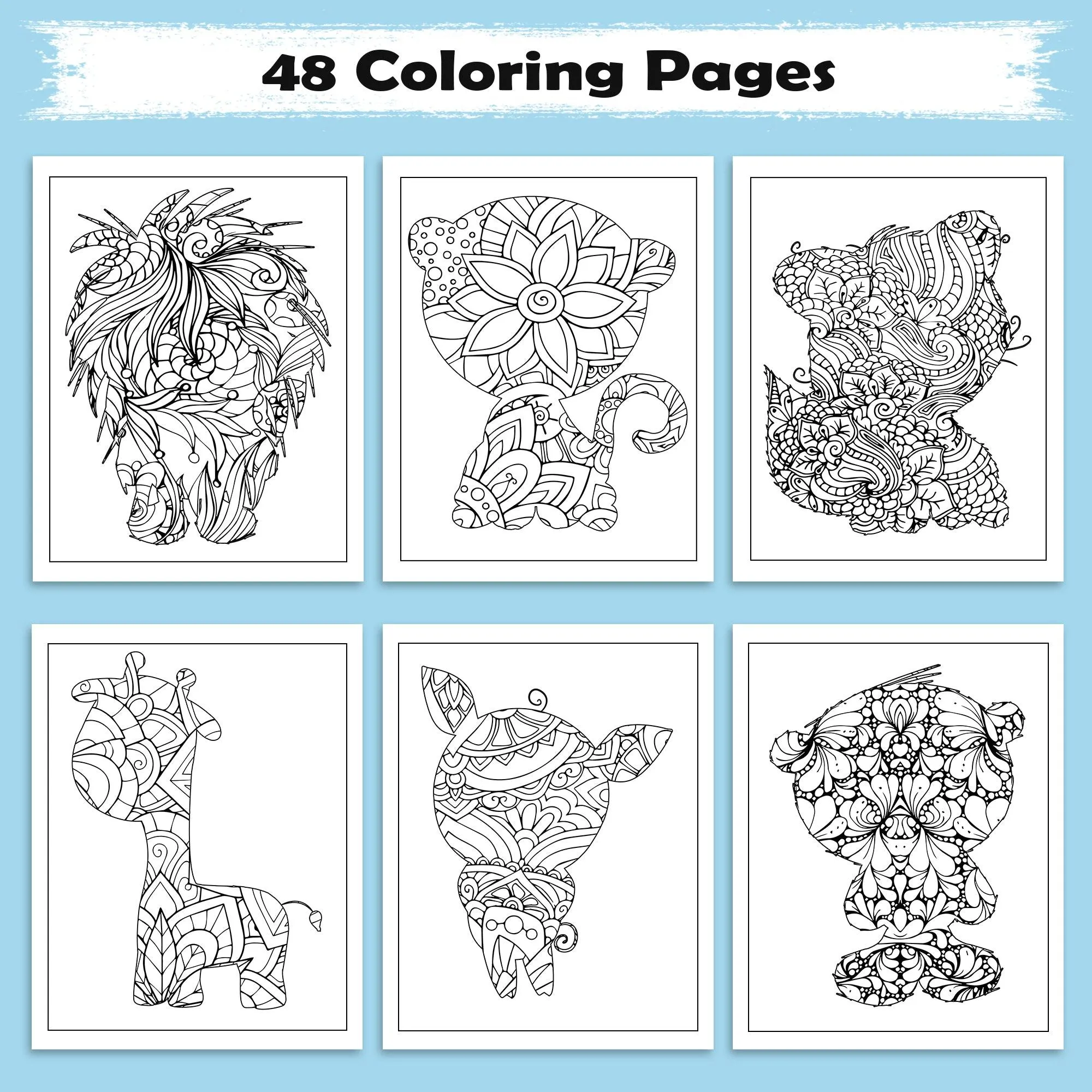 Mandala Animal Shapes Coloring Pages – 48 Intricate Silhouette Designs for Adults - image 2