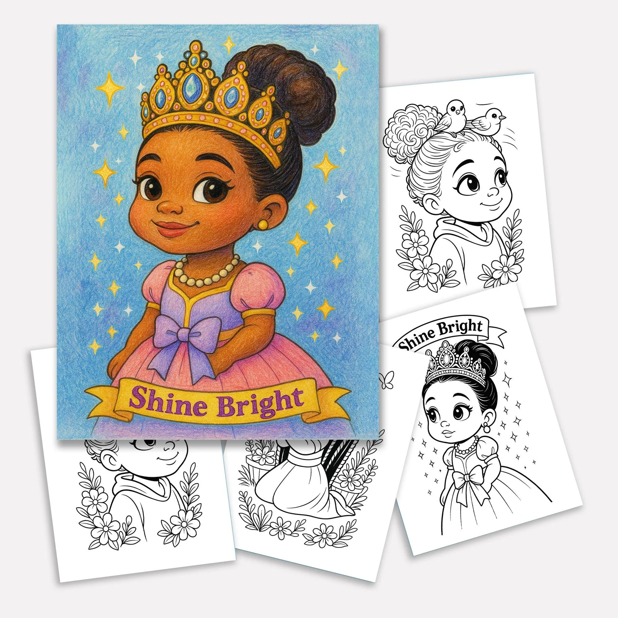 Little Royal Queens Coloring Pages – 48 Pages – Cute, Confident, Black Girl Magic – For Kids - image 2