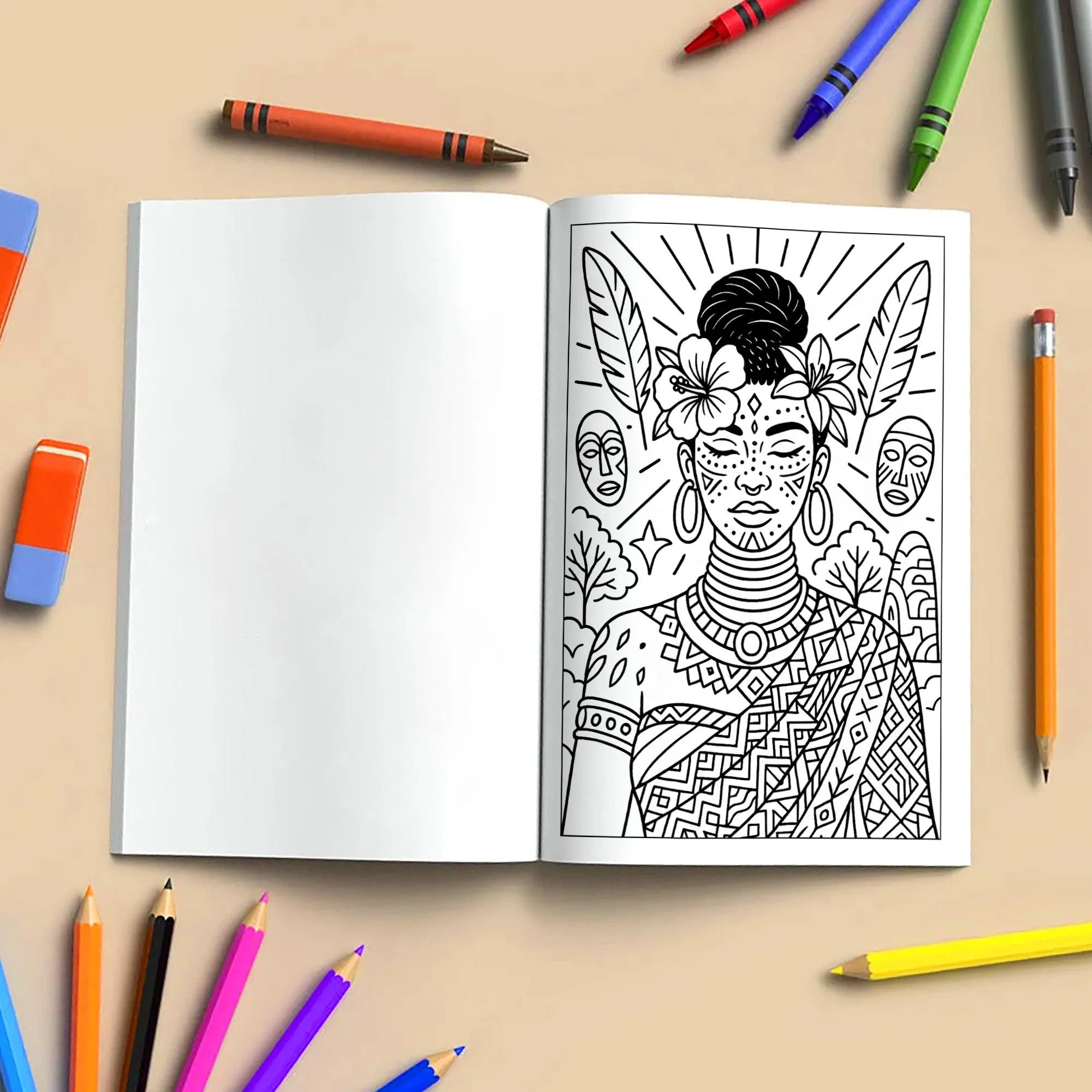Tropical Goddess Coloring Pages – 48 Pages – Radiant, Relaxing, Feminine Energy – For Adults - image 6