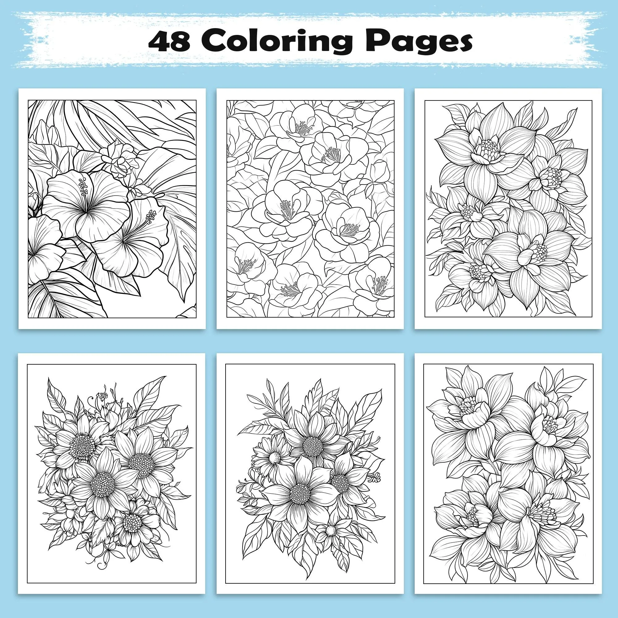 Moonlit Garden Coloring Pages – 48 Whimsical Floral & Cosmic Designs for Adults - image 2