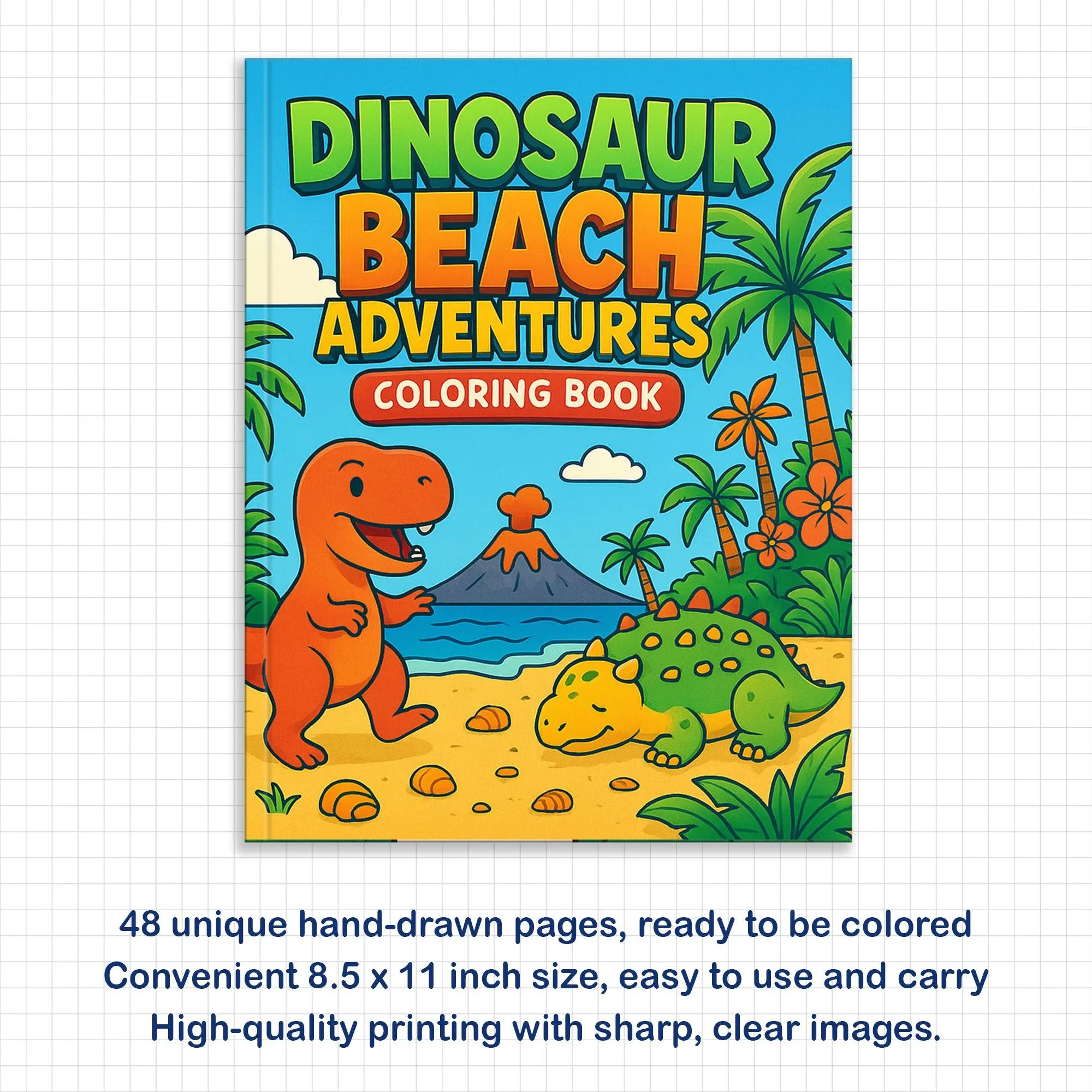 Dinosaur Beach Adventures – Dinosaur Coloring Pages – 48 Pages – Fun, Tropical, Prehistoric Playtime – For Kids - image 4