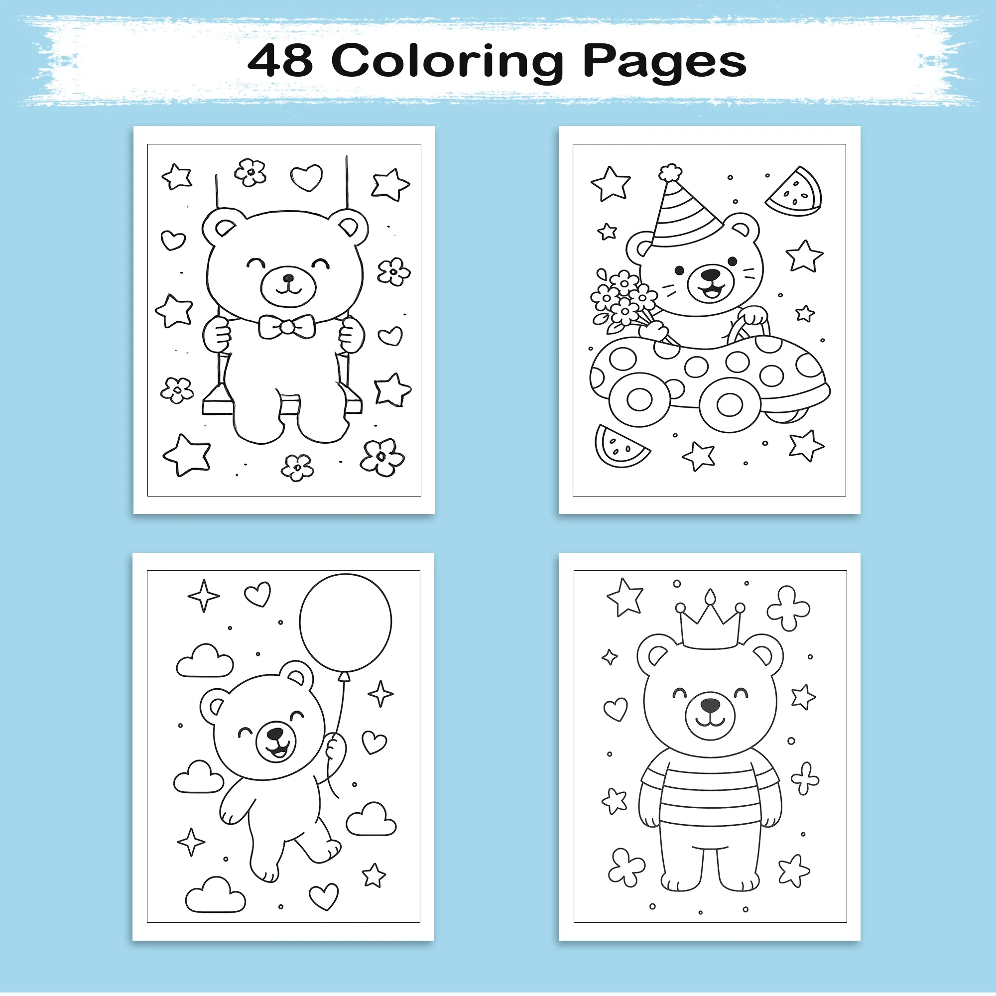Sweet Bear Adventures – Animal Coloring Pages – 48 Pages – Playful, Gentle, Woodland Fun – For Kids - image 3