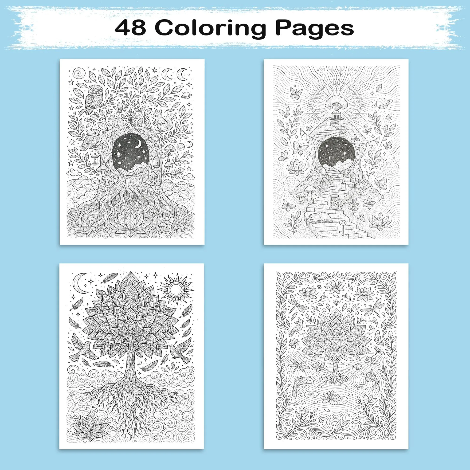 Enchanted Realms Mandalas Coloring Pages – 48 Fantasy Designs of Sacred Nature - For Adults - image 3