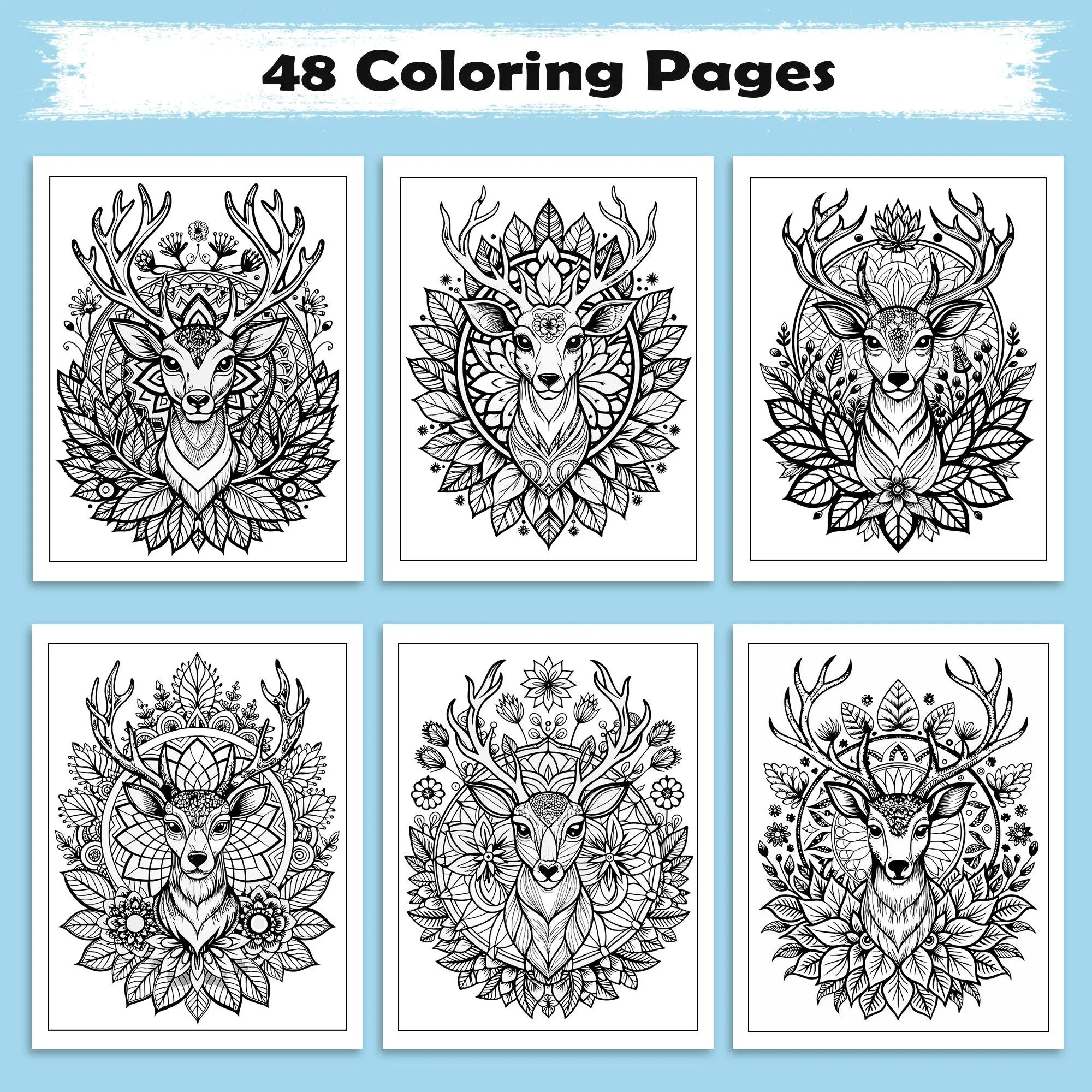 Forest Majesty – Deer Mandala Art Coloring Pages – 48 Pages – Intricate Forest Animal Designs – For Adults - image 3