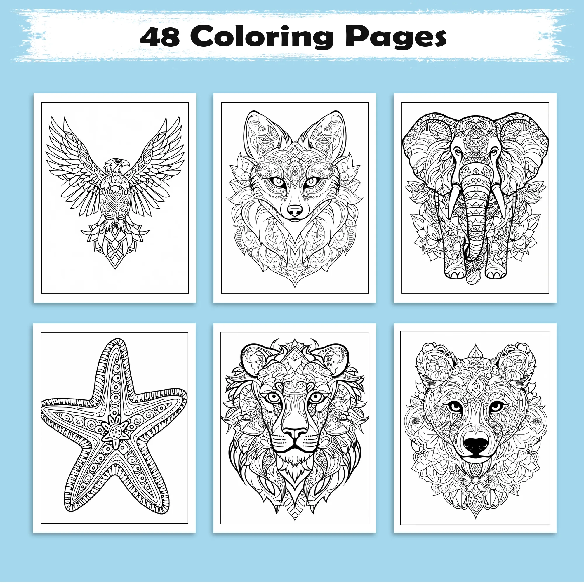 Spirit of the Wild Coloring Pages – 48 Animal Mandala Designs for Adults - image 3