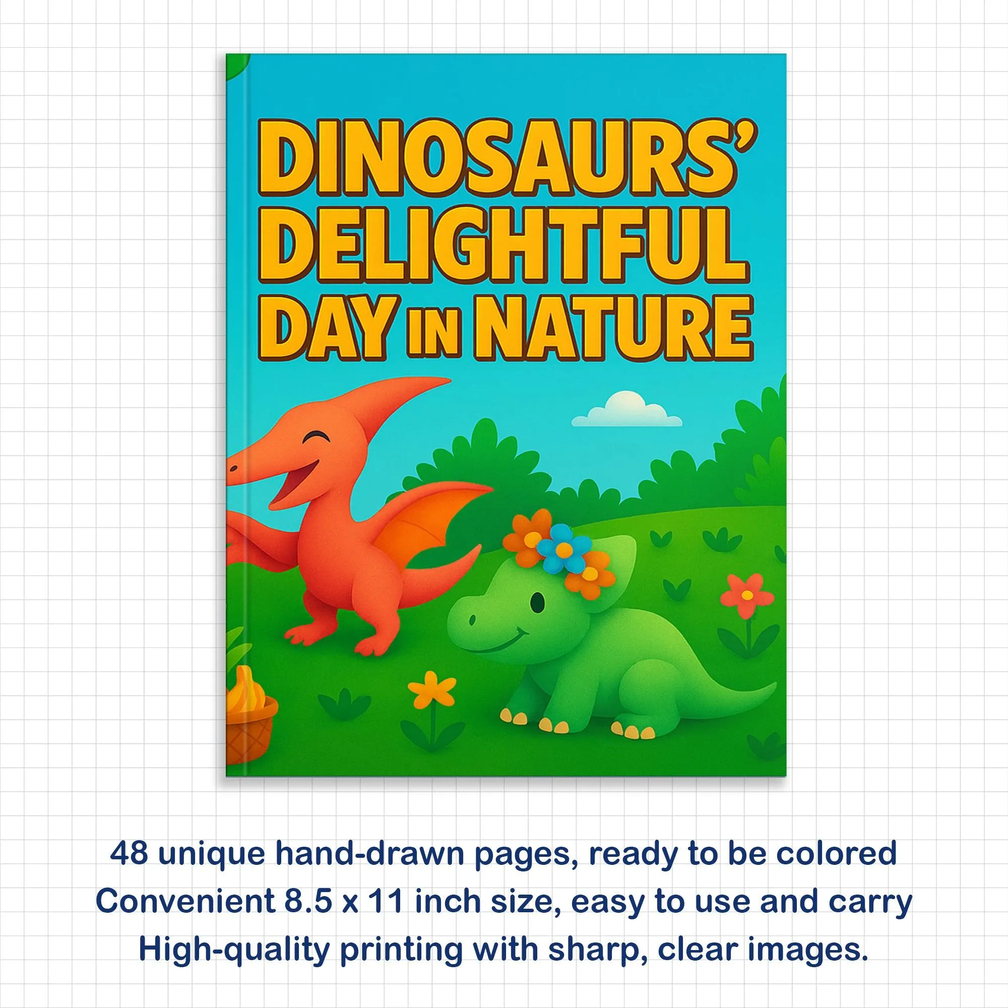 Dinosaurs’ Delightful Day in Nature – Dinosaur Coloring Pages – 48 Pages – Joyful, Outdoor, Prehistoric Scenes – For Kids - image 3