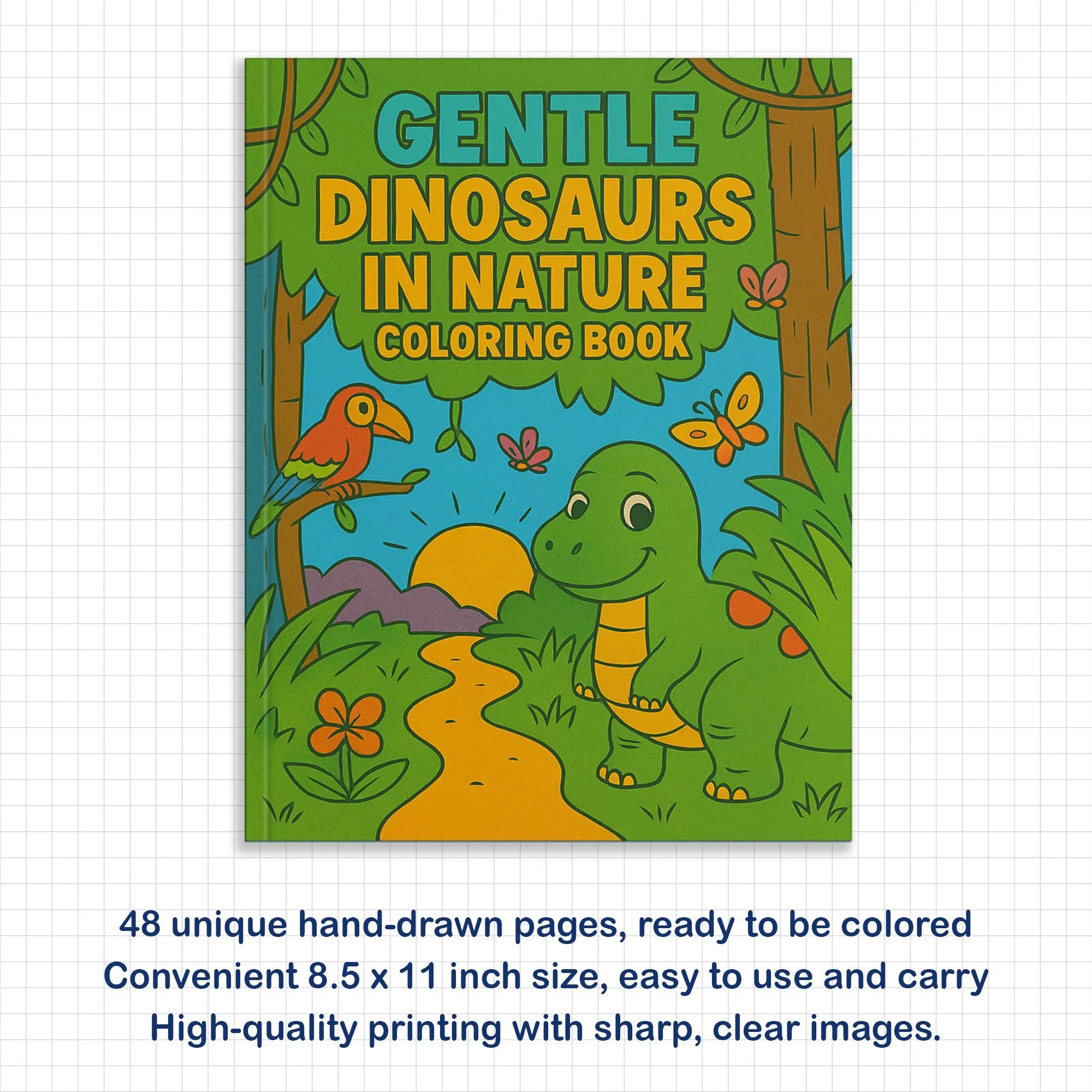 Gentle Dinosaurs in Nature Coloring Pages – 48 Pages – Cute, Calm, Jungle Adventures – For Children - image 5
